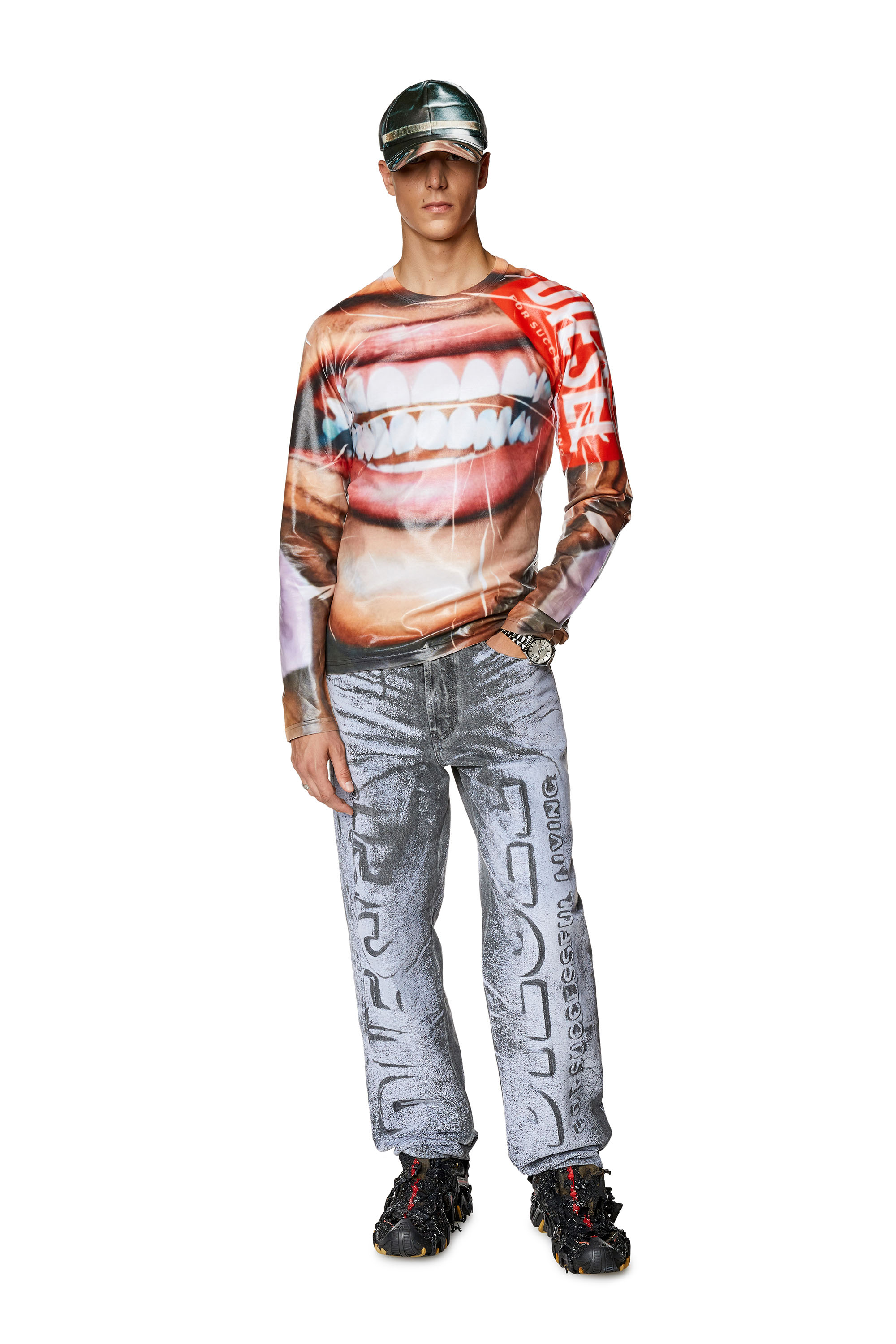 Diesel - T-NIBE-LS, Beige/White - Image 3