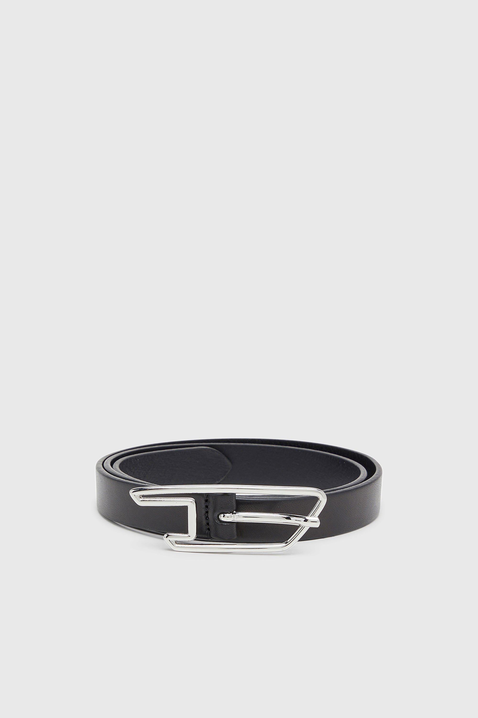 Diesel - B-D LINE W 20, Woman's 2cm belt in pull-up leather with D buckle in Black - 1