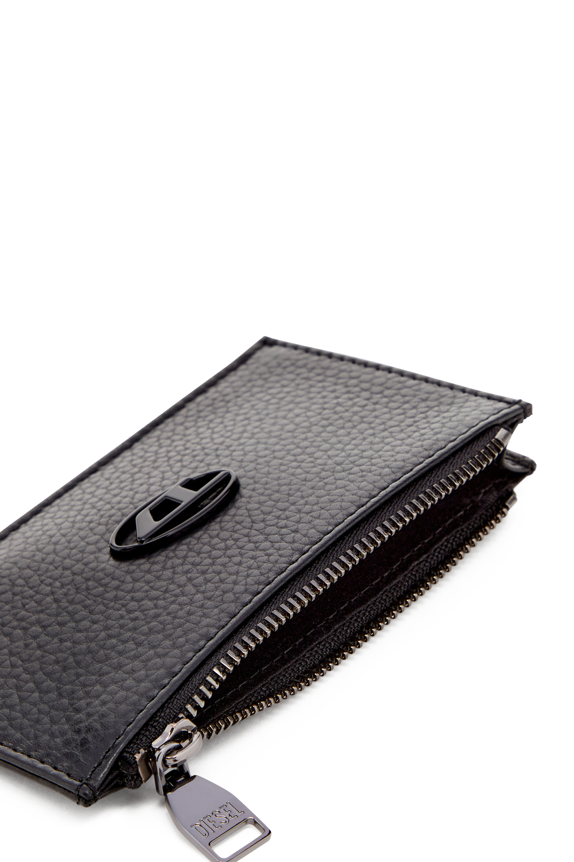 Diesel - HISSU EVO CARD HOLDER III, Man's Flat card holder in grainy leather in Black - 3