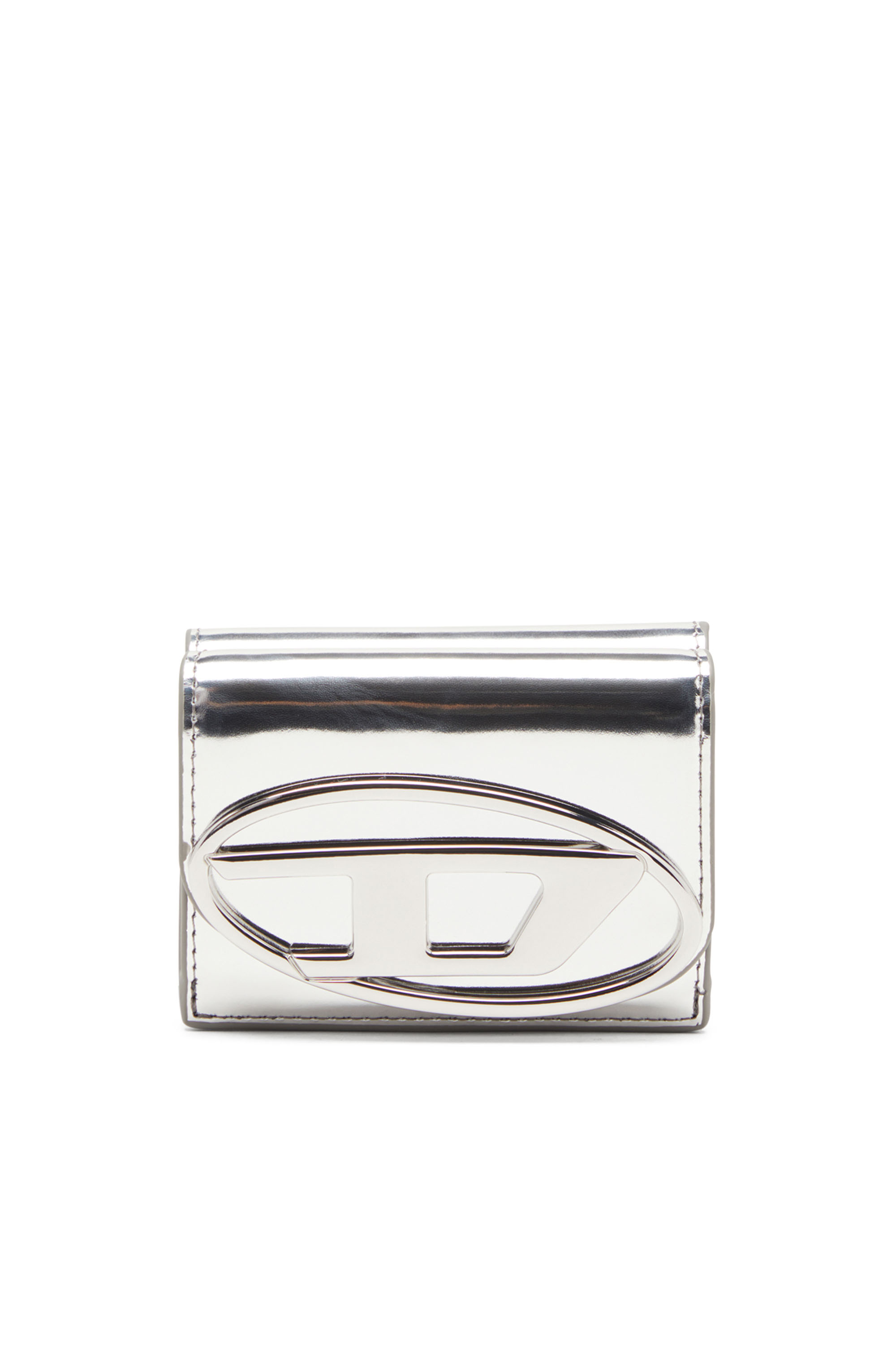 Diesel - 1DR TRI FOLD COIN XS II, Woman's Tri-fold wallet in mirrored leather in Silver - 1