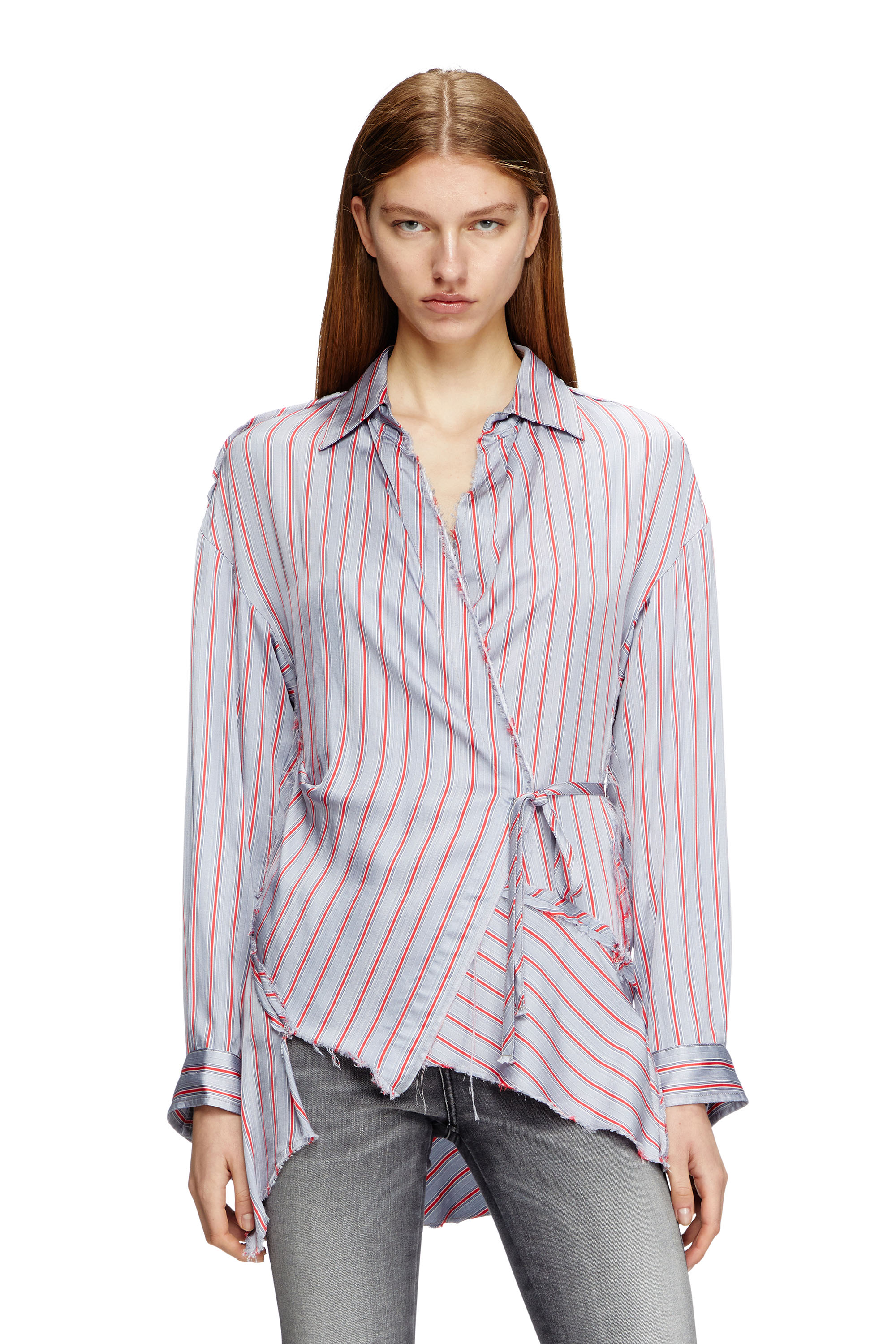 Diesel - C-RAZY, Woman's Asymmetrical wrap shirt in Violet/Pink - 1