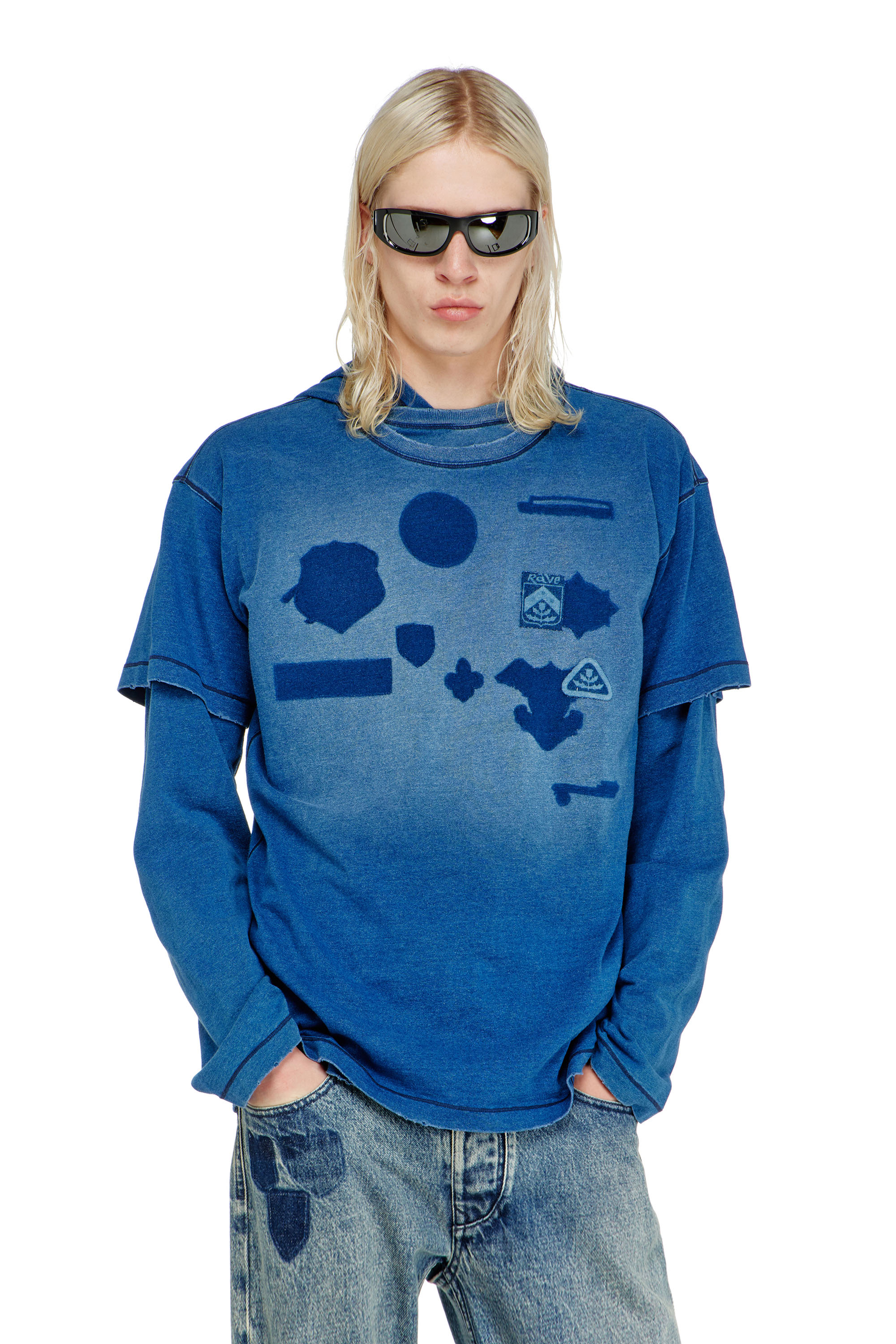 Diesel - T-NOX, Man's T-shirt with shadow-effect patches in null - 1