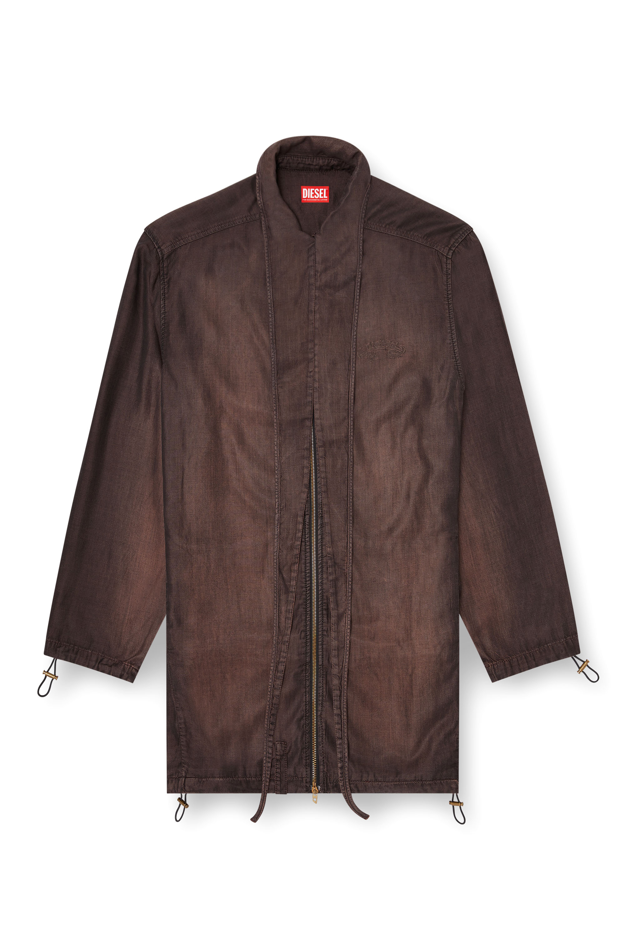 Diesel - DE-TROIT-S, Woman's Light jacket in fluid coated denim in Brown - 3