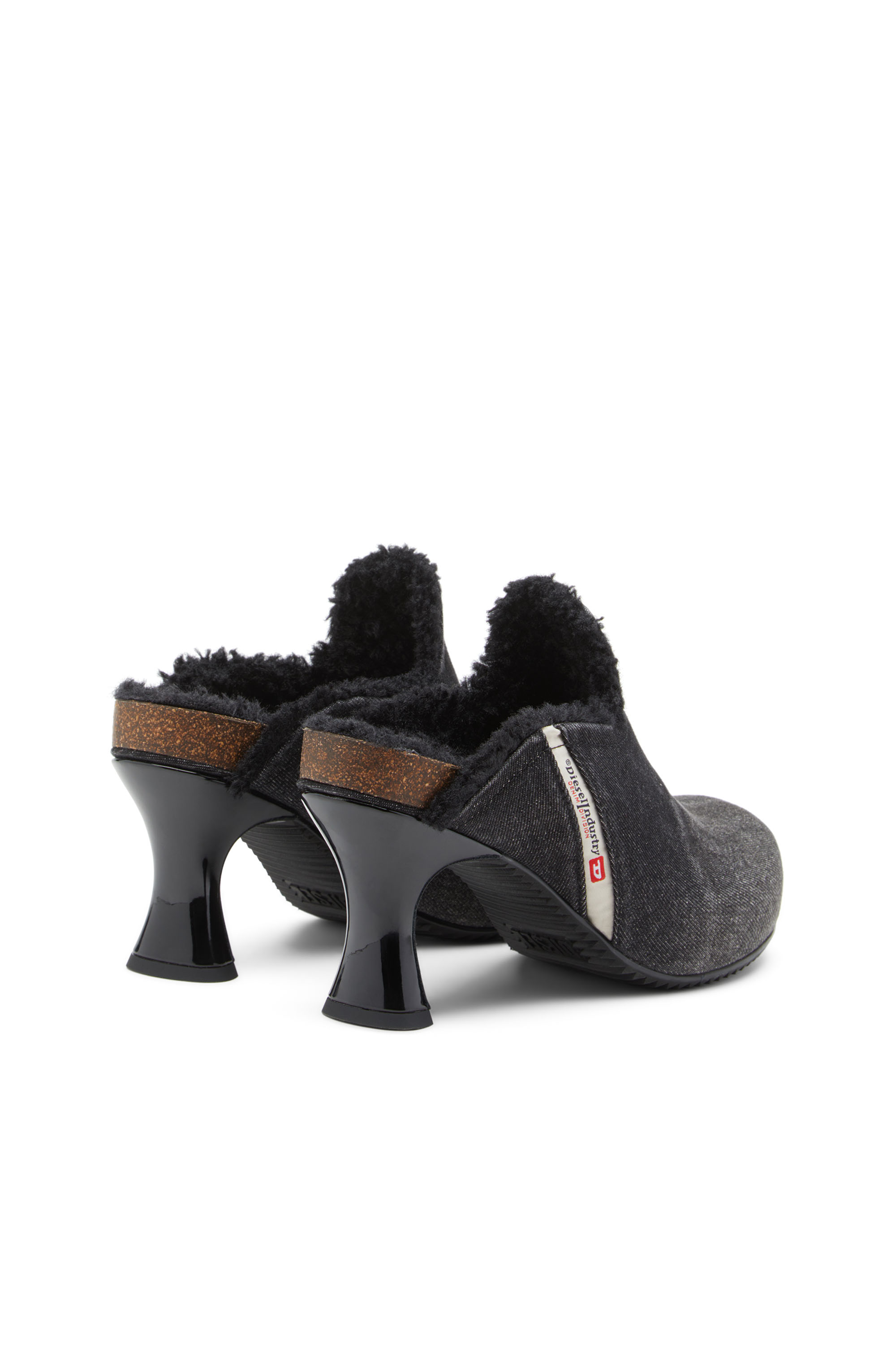 Diesel - D-WOODSTOCK ML W, Woman's D-Woodstock-Plush-lined denim mules in Black - 3