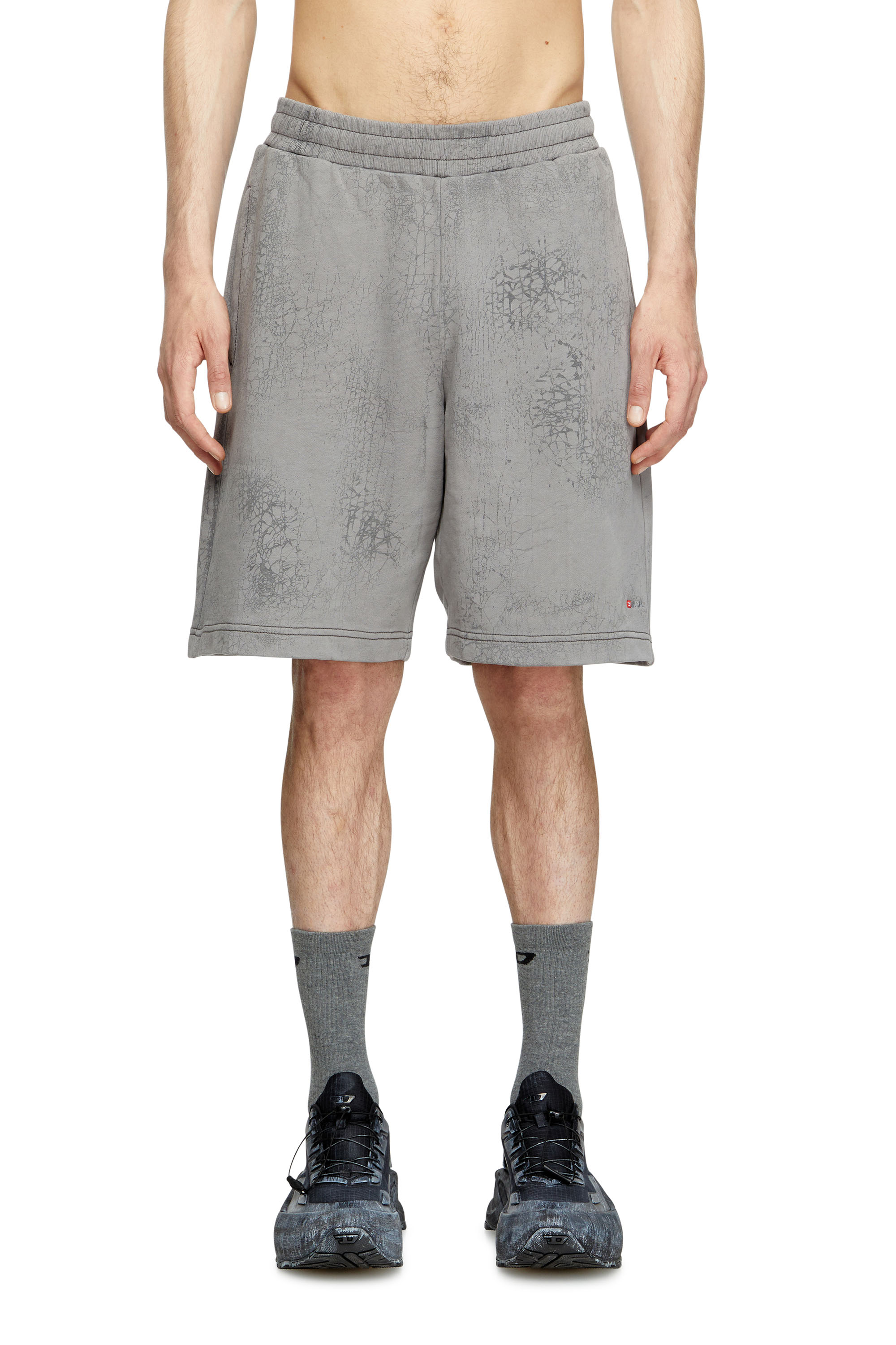 Diesel - P-CREW, Man's Shorts in waxed jersey in Grey - 3