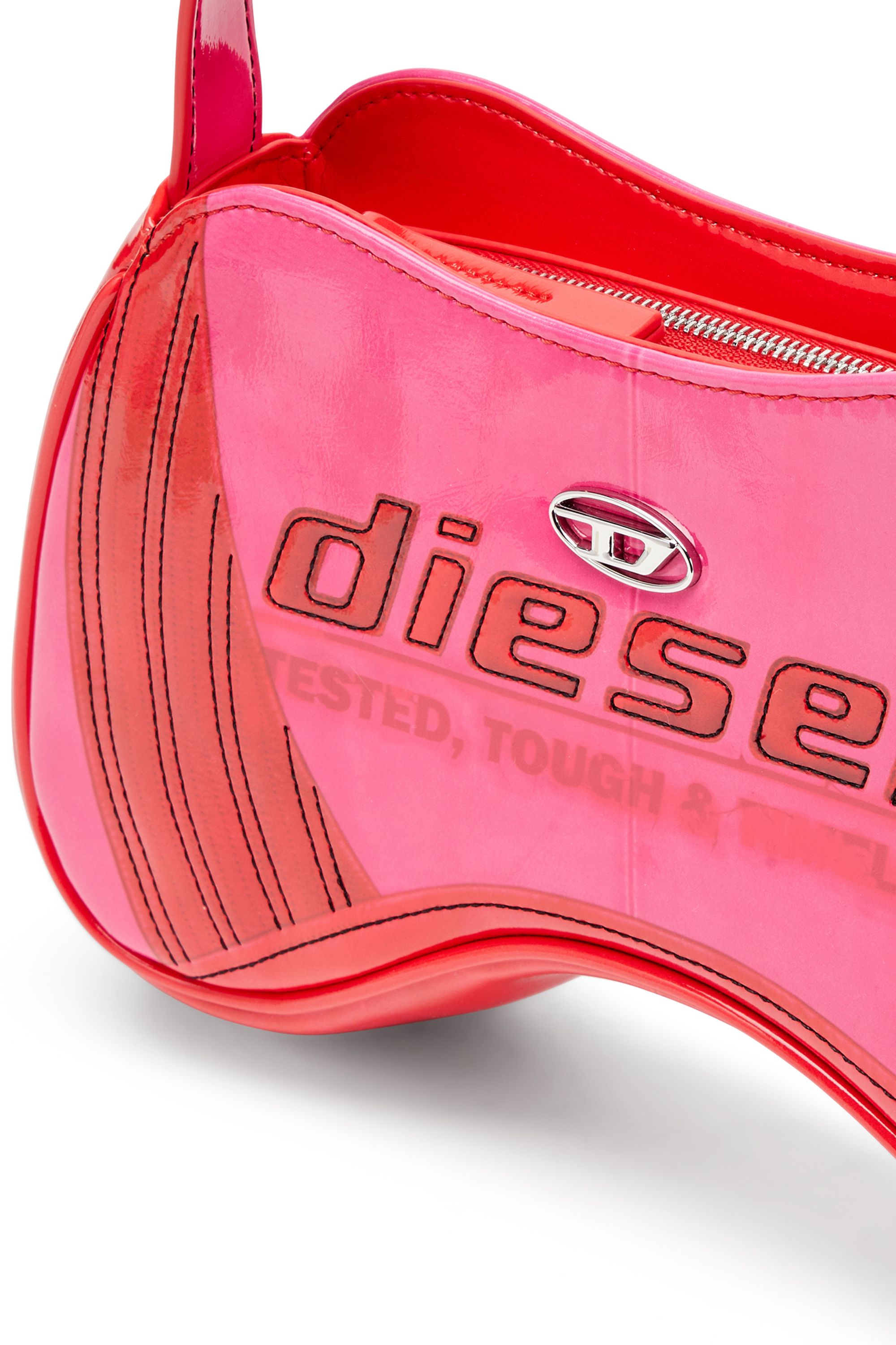 Diesel - PLAY SHOULDER, Woman's Play-Glossy shoulder bag with biker details in Pink - 2