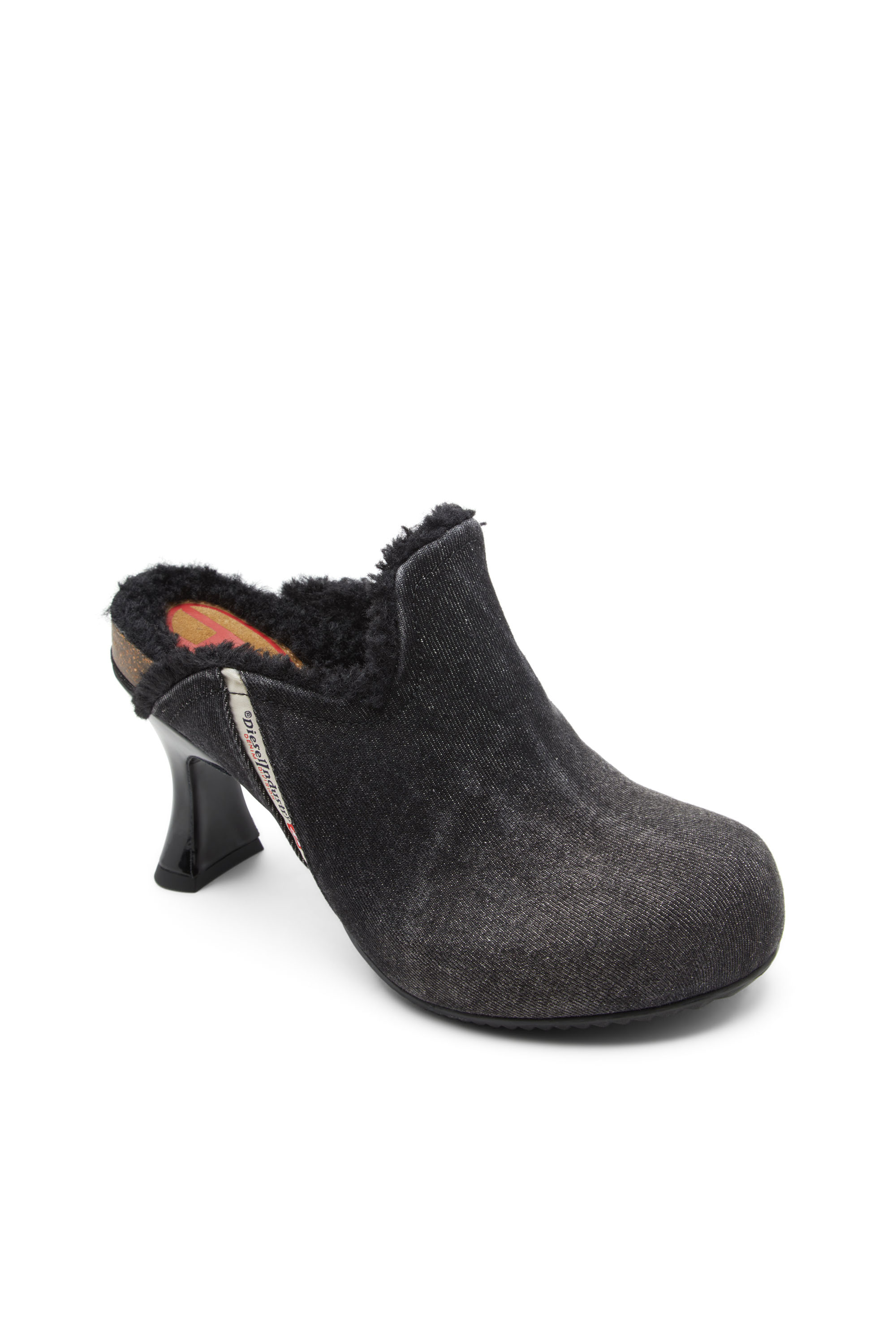 Diesel - D-WOODSTOCK ML W, Woman's D-Woodstock-Plush-lined denim mules in Black - 6