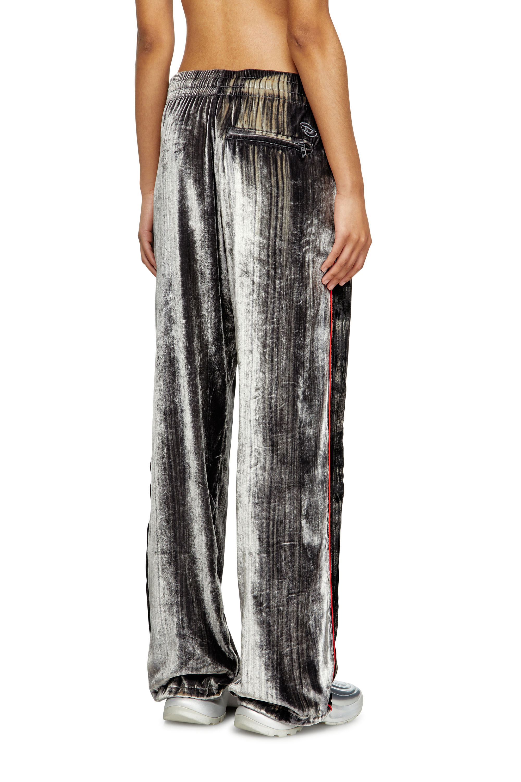 Diesel - P-HAY-FEM, Woman's Track pants in treated velvet in Dark grey - 4