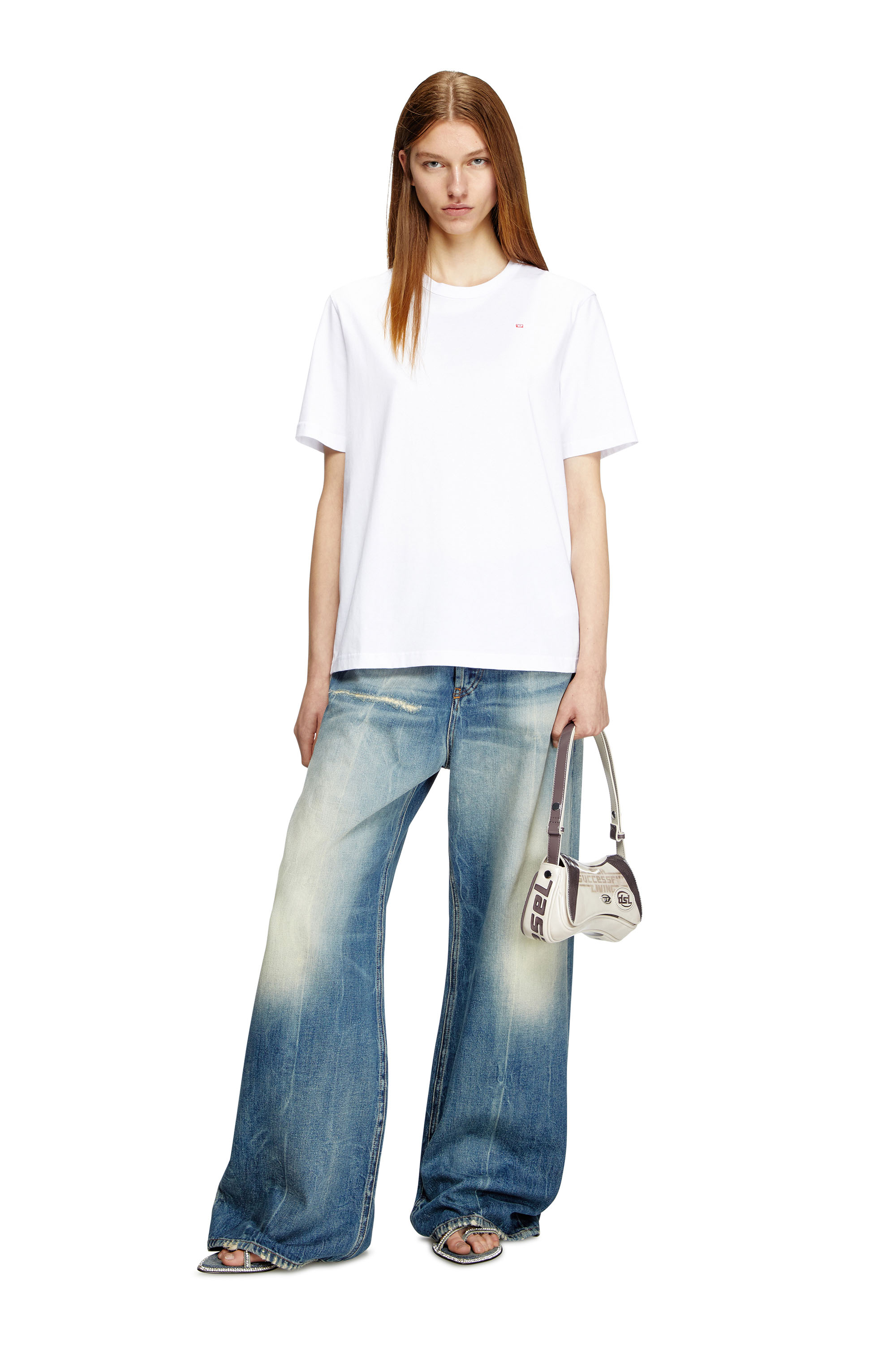 Diesel - T-ADJUST-MICRODIV, Unisex's T-shirt with micro-embroidered logo in White - 4