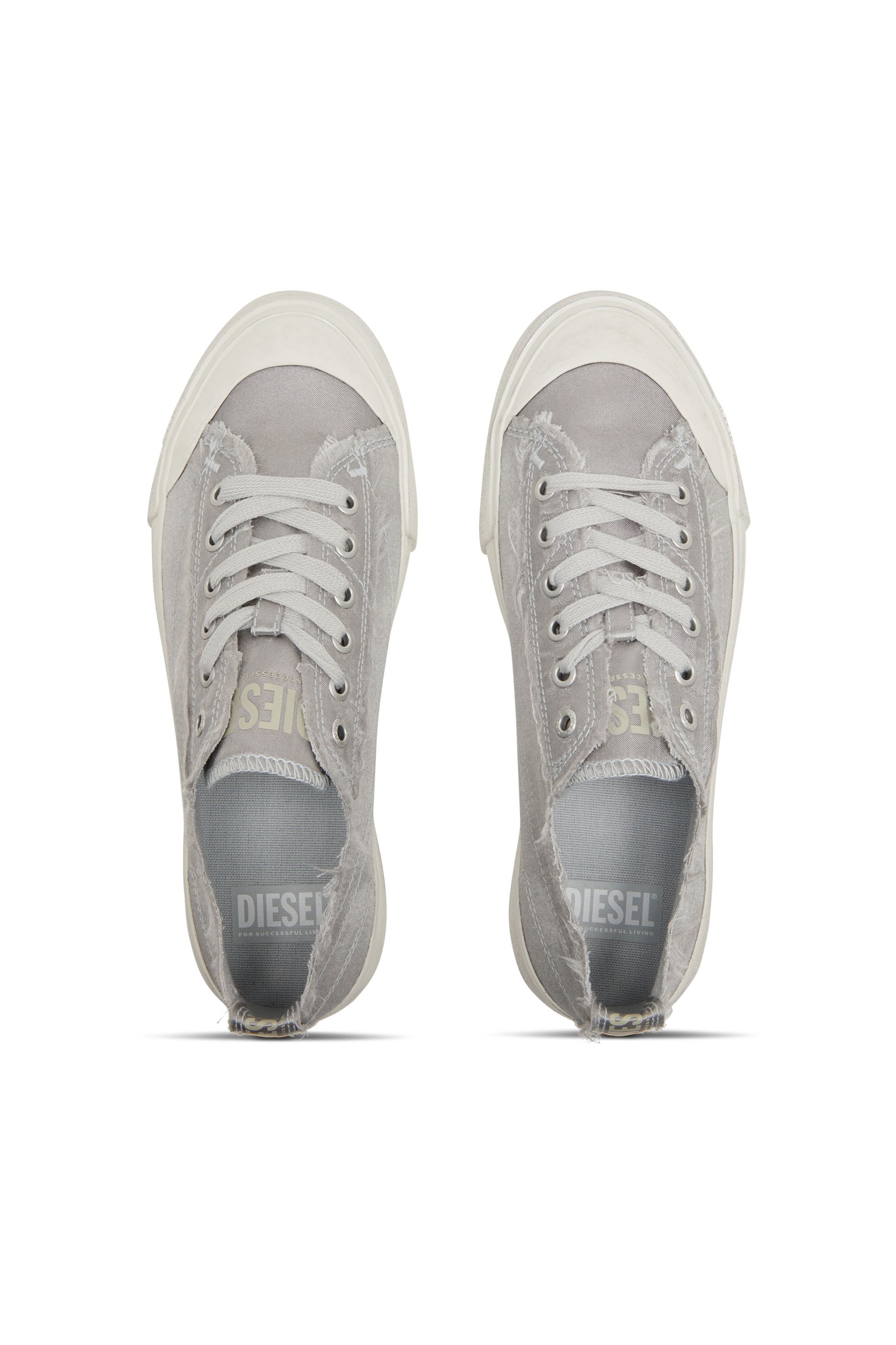 Diesel - S-ATHOS LOW W, Woman's S-Athos Low-Sneakers in distressed satin in Light Grey - 5