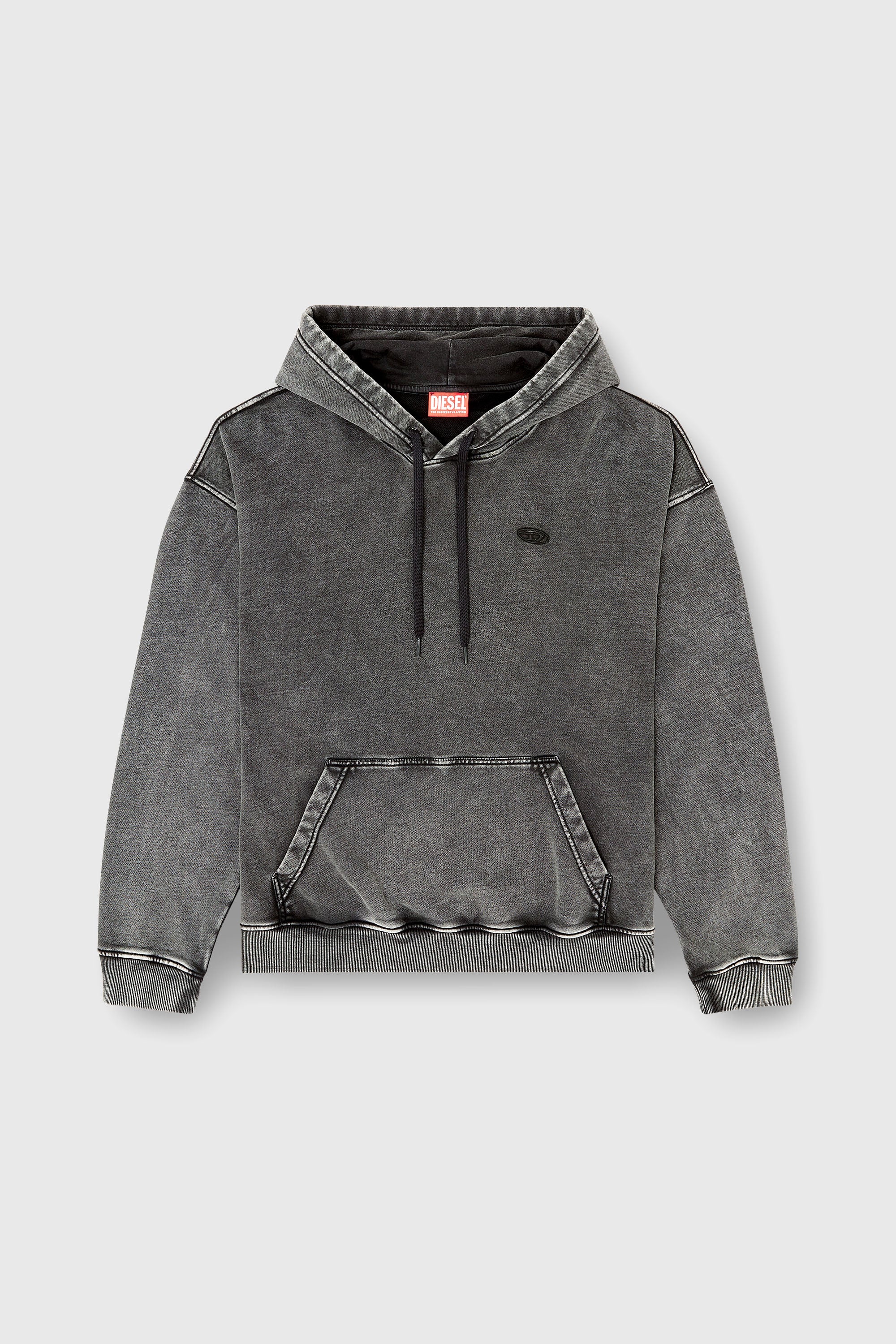 Diesel - S-BOXT-HOOD-DEN, Man's Hoodie with raw-cut back patch in Dark grey - 2