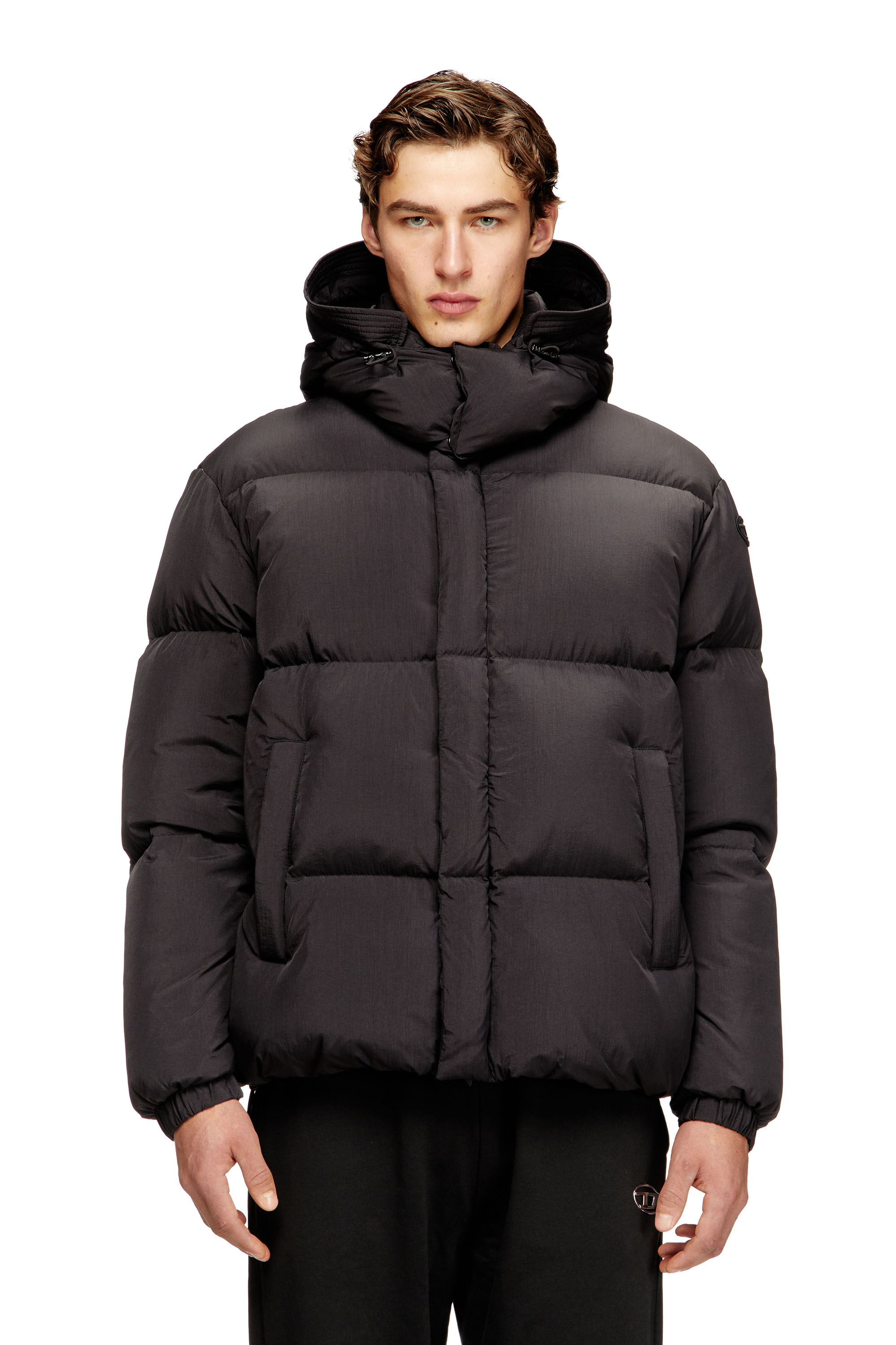 Diesel - W-ROLFYS-WRD, Man's Quilted down jacket in ViralOff&reg; Taslan in Dark grey - 1