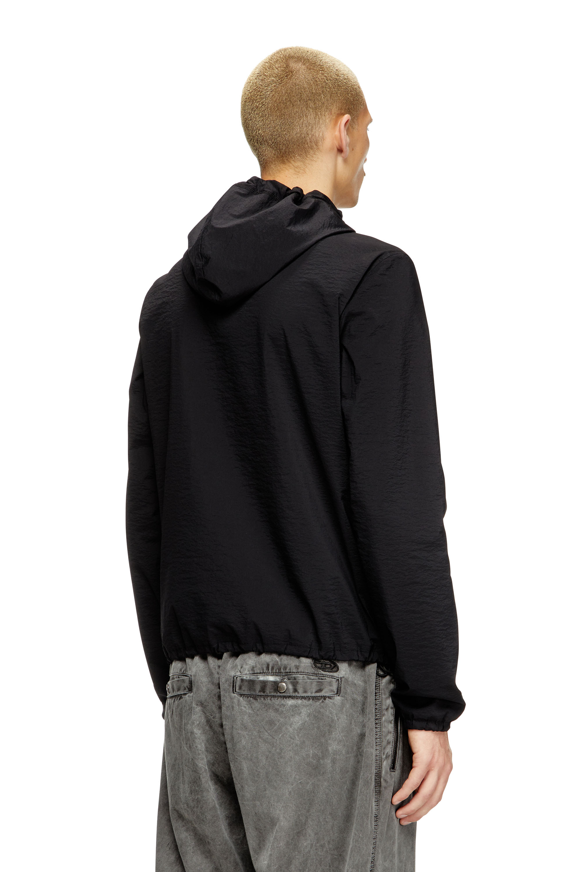 Diesel - J-ANDREW, Man's Nylon jacket with outline logo in Black - 3