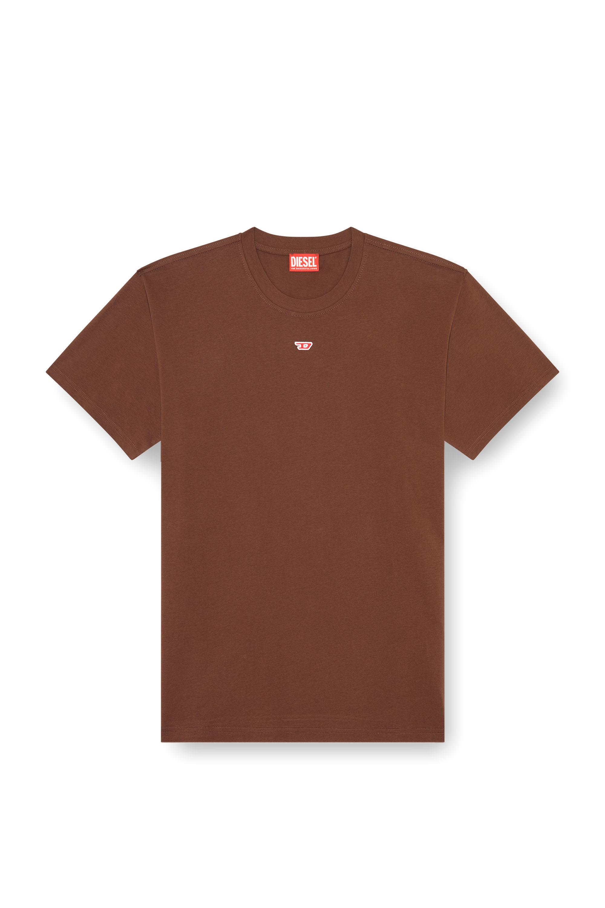 Diesel - T-BOXT-D, Unisex T-shirt with embroidered D patch in Brown - Image 6