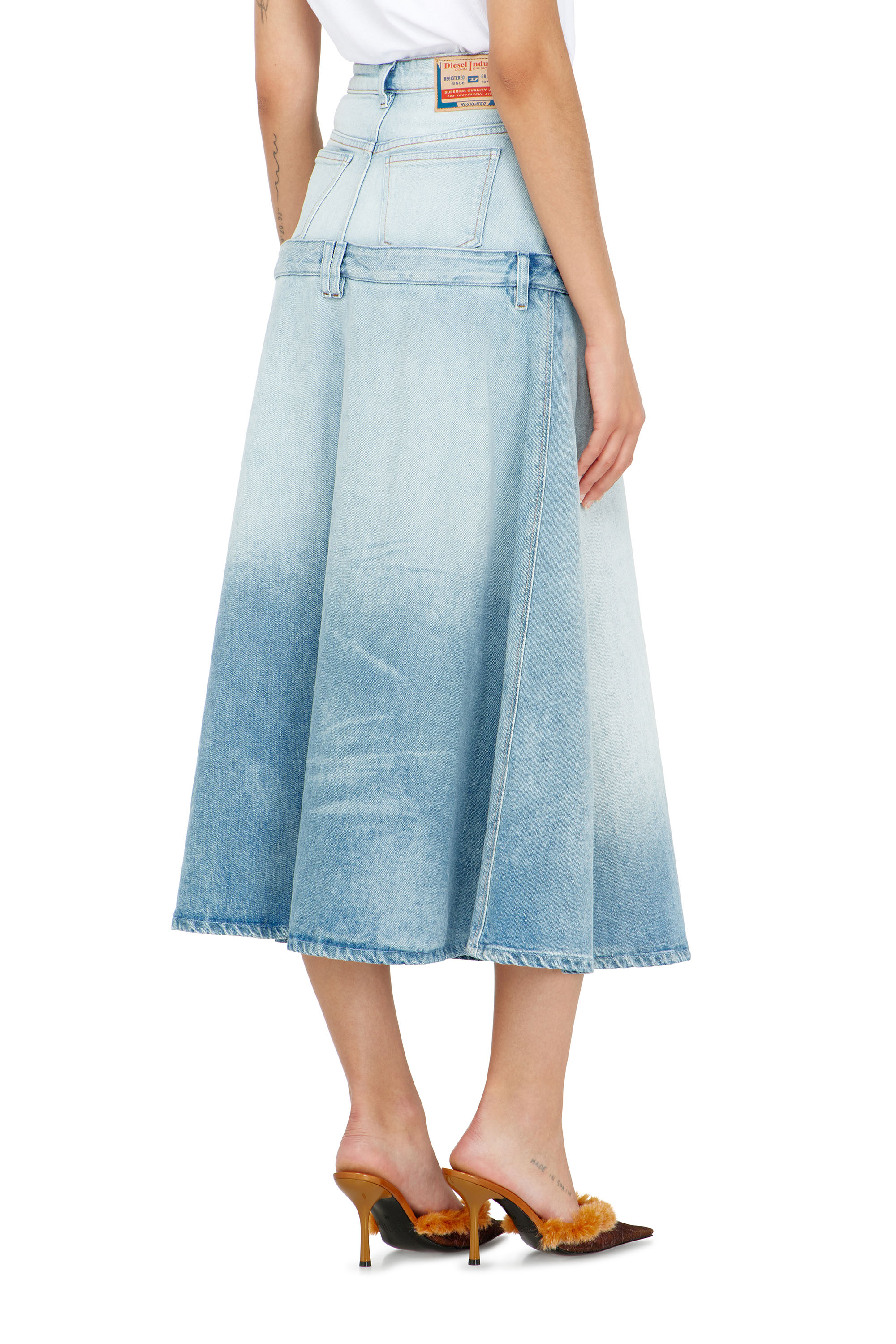 Diesel - DE-VORYA-S, Woman's Denim skirt with layered design in Light Blue - 3