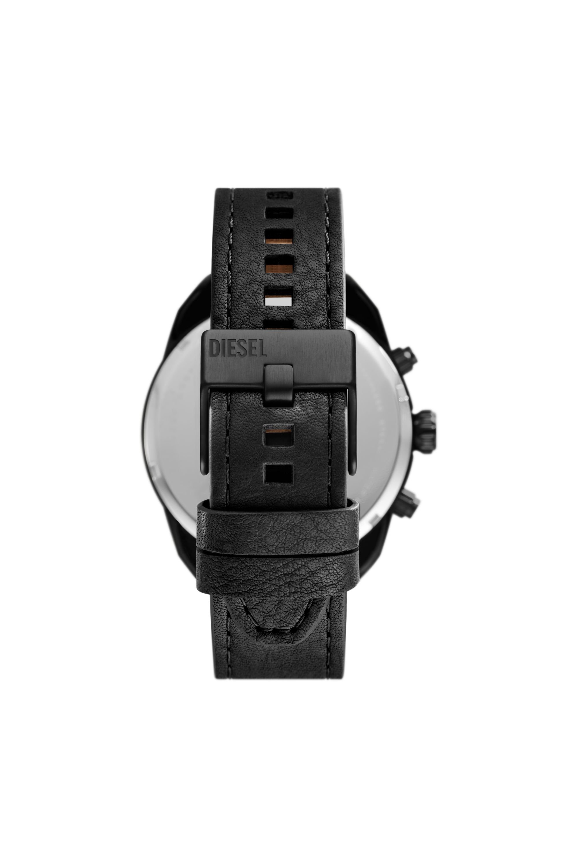 Diesel - DZ4667, Man's Spiked chronograph black leather watch in Black - 2