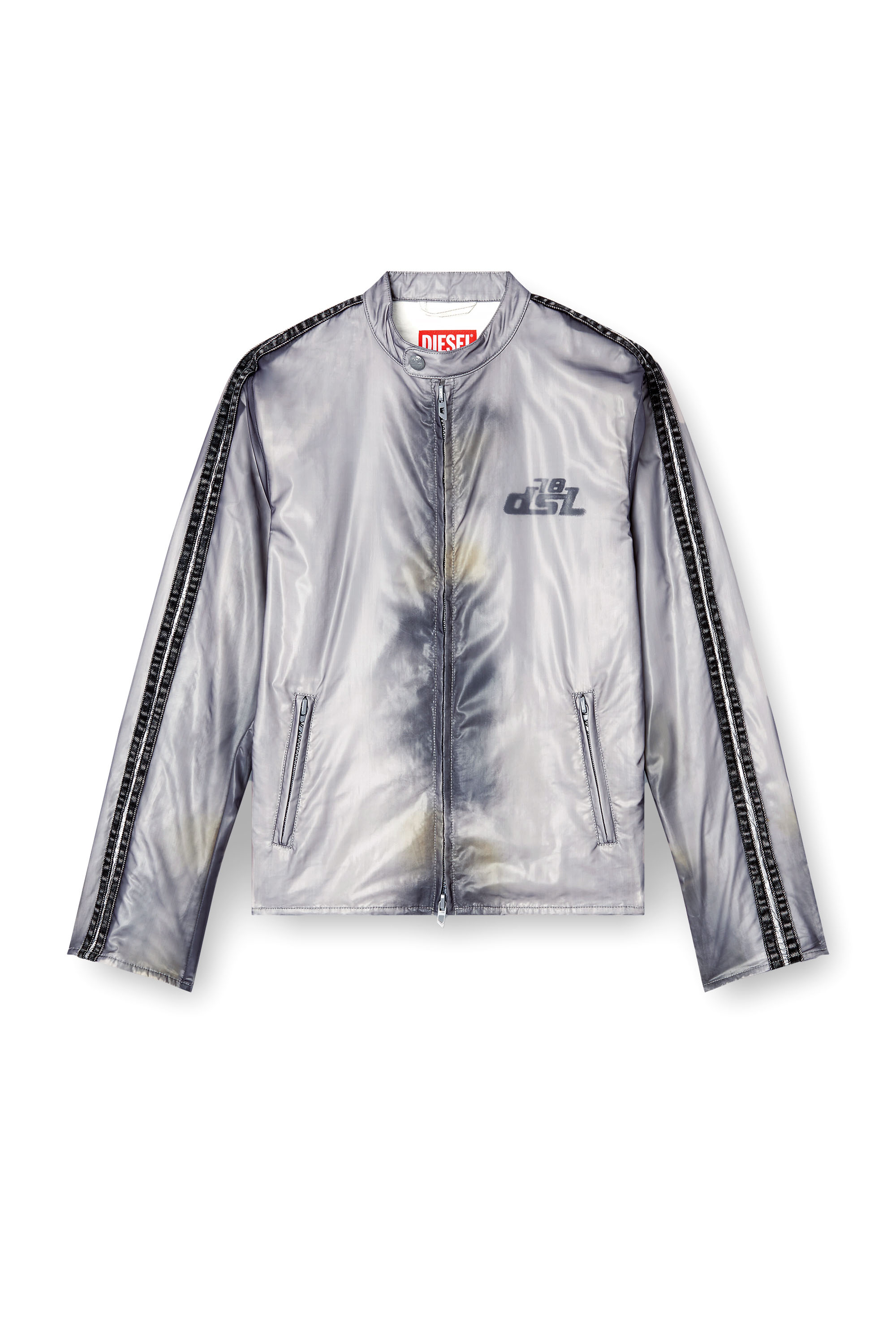 Diesel - J-POP, Man's Biker jacket with transparent effect in Grey - 2