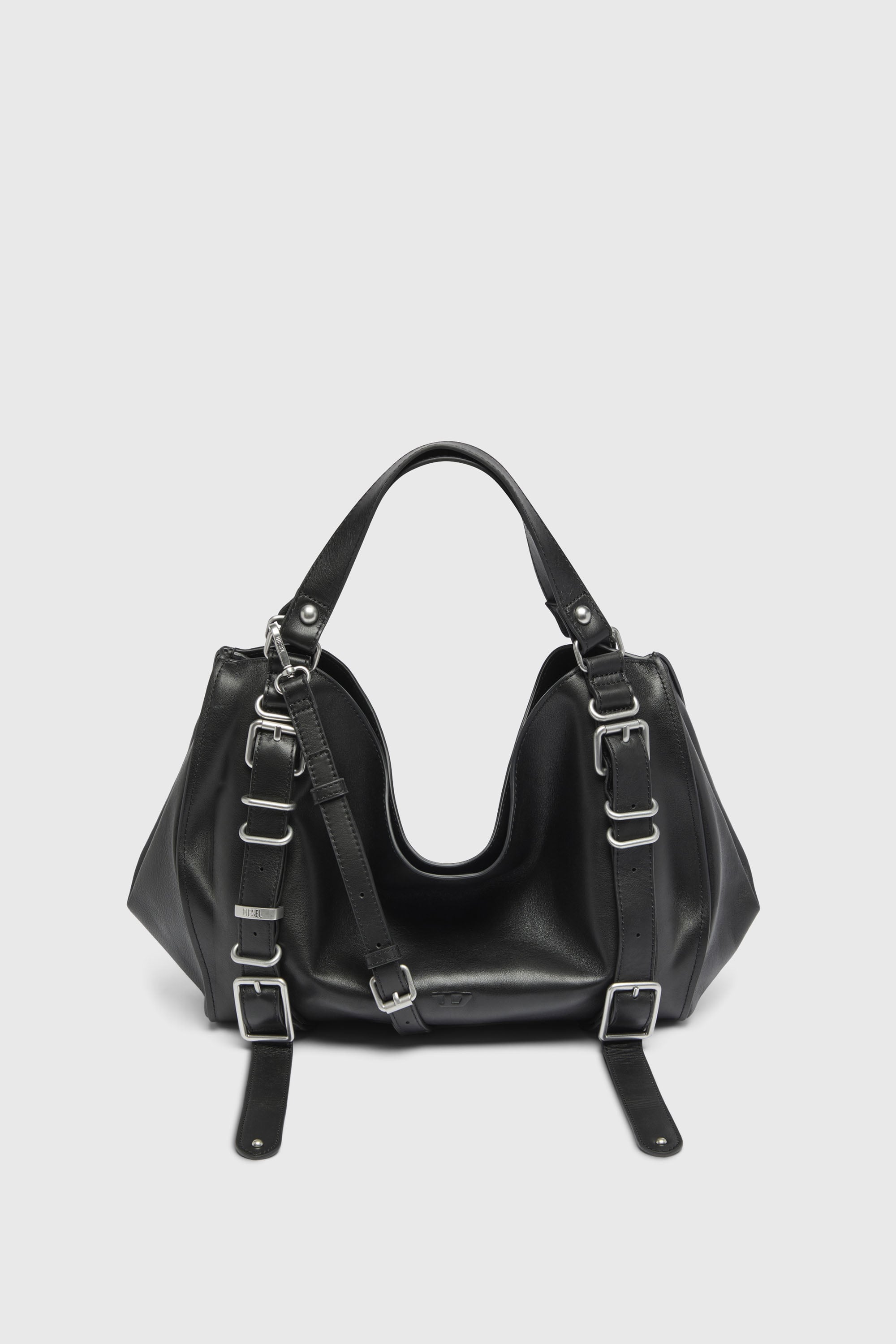 Diesel - D-ONE TOPHANDLE M, Unisex's D-One-Medium top-handle bag in treated leather in Black - 1