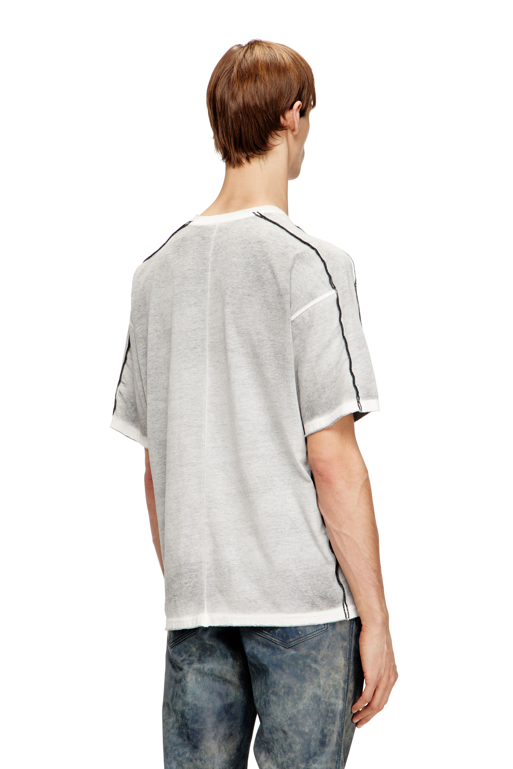 Diesel - T-RIVEN, Man's Relaxed cotton T-shirt with colour spray in Light Grey - 4