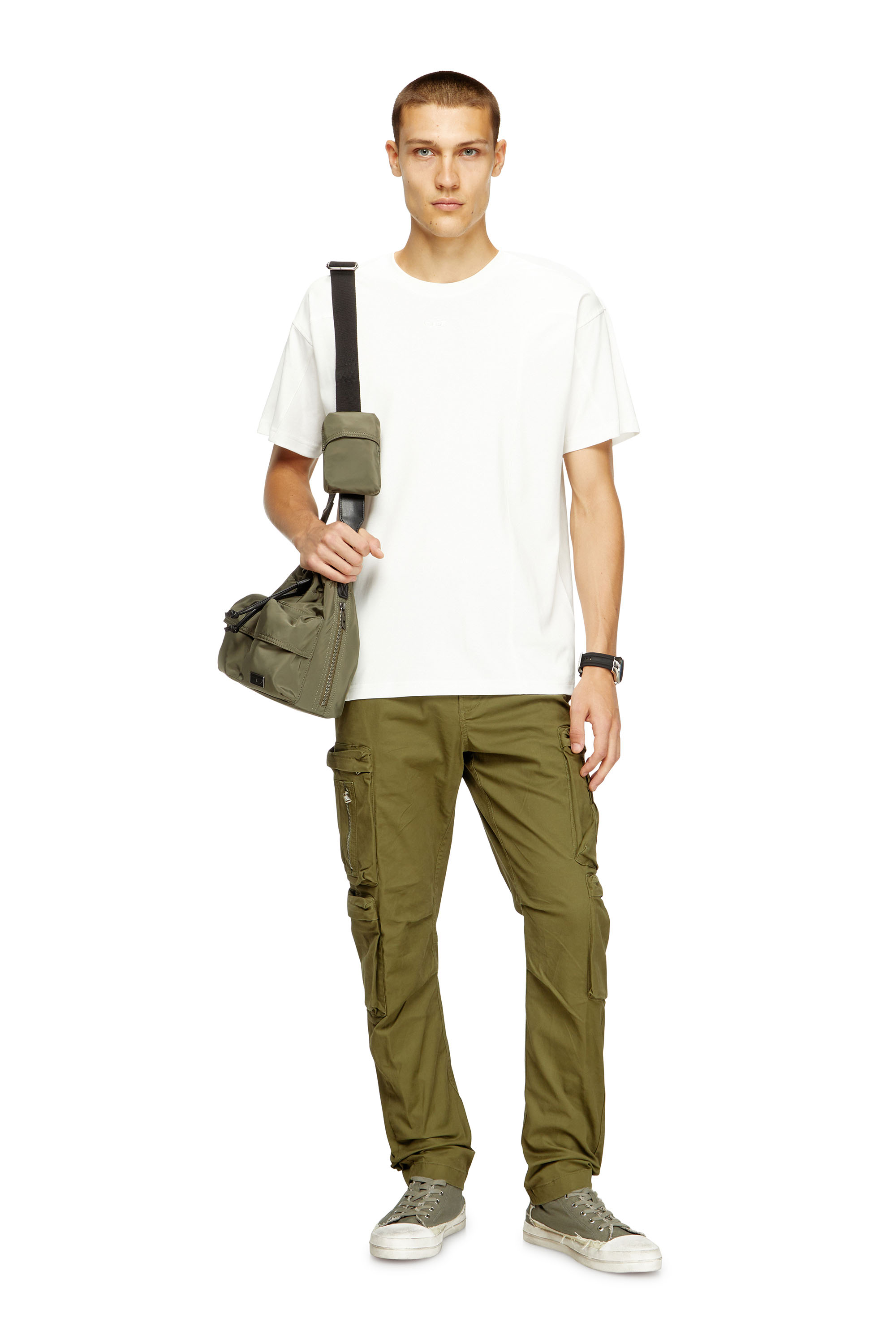 Diesel - T-NORM-INT, Man's Short-sleeve T-shirt with panels in White - 1