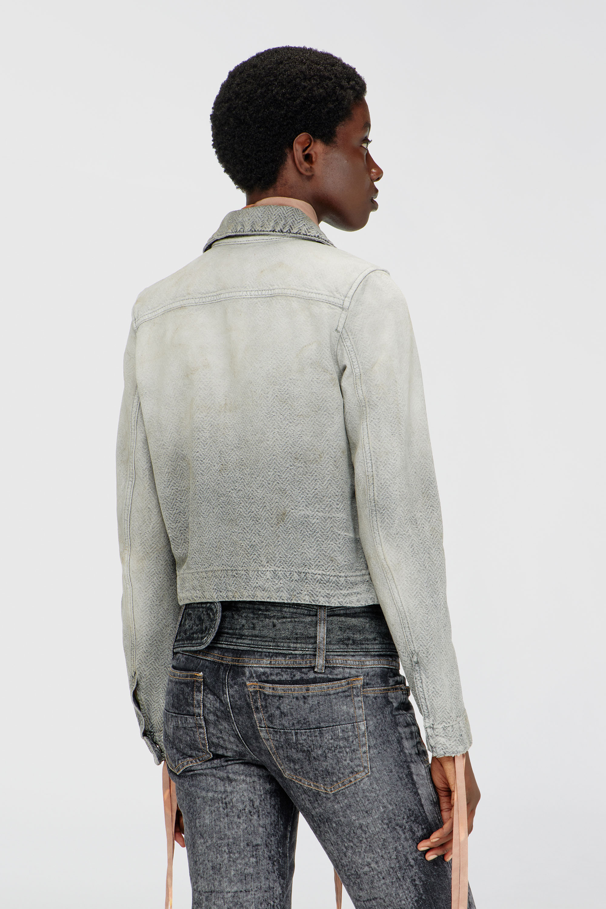 Diesel - DE-CORB, Woman's Jacket in distressed herringbone denim in Grey - 4