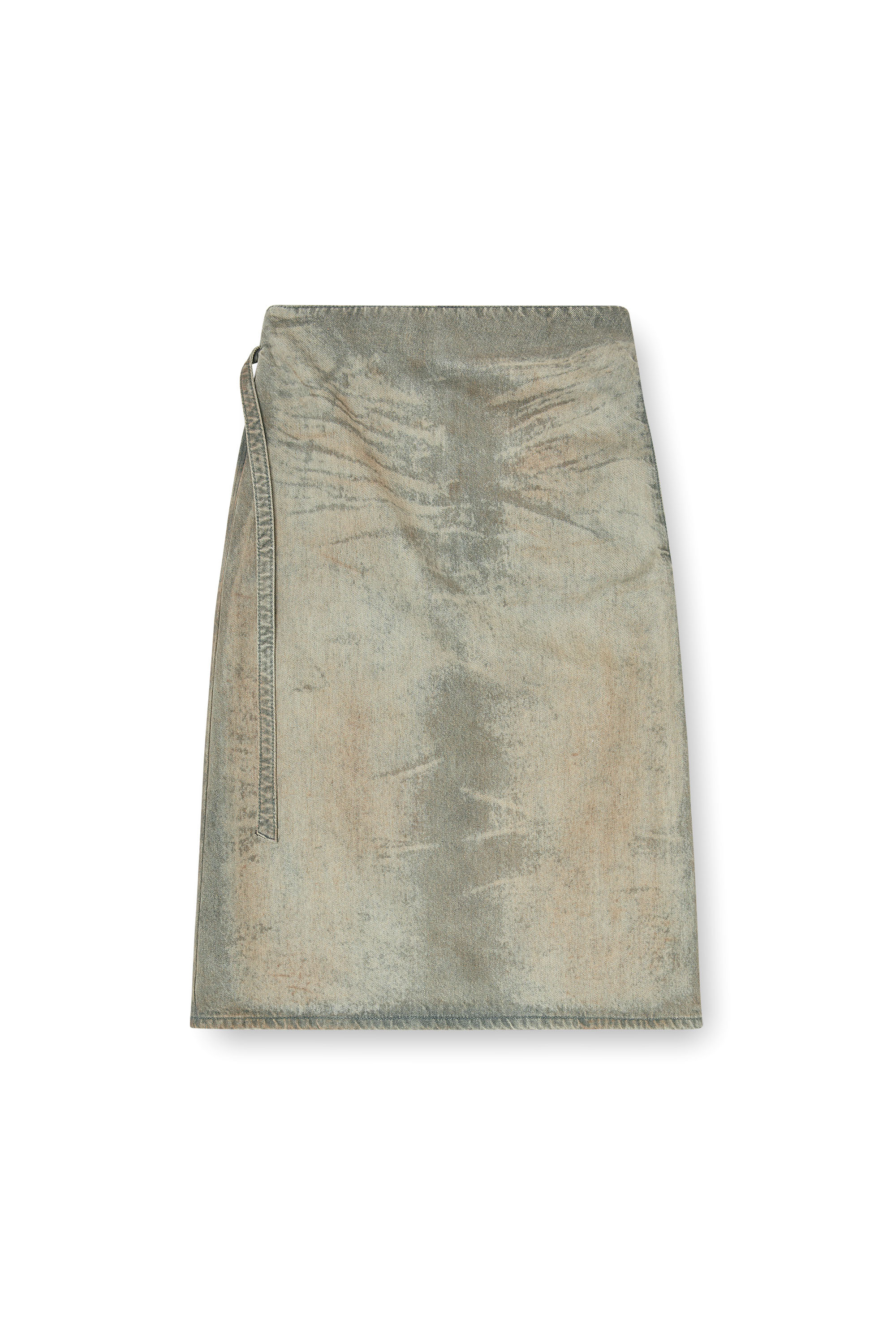 Diesel - DE-MORIKA-FSI, Woman's Midi skirt in cotton-hemp satin denim in Grey - 3