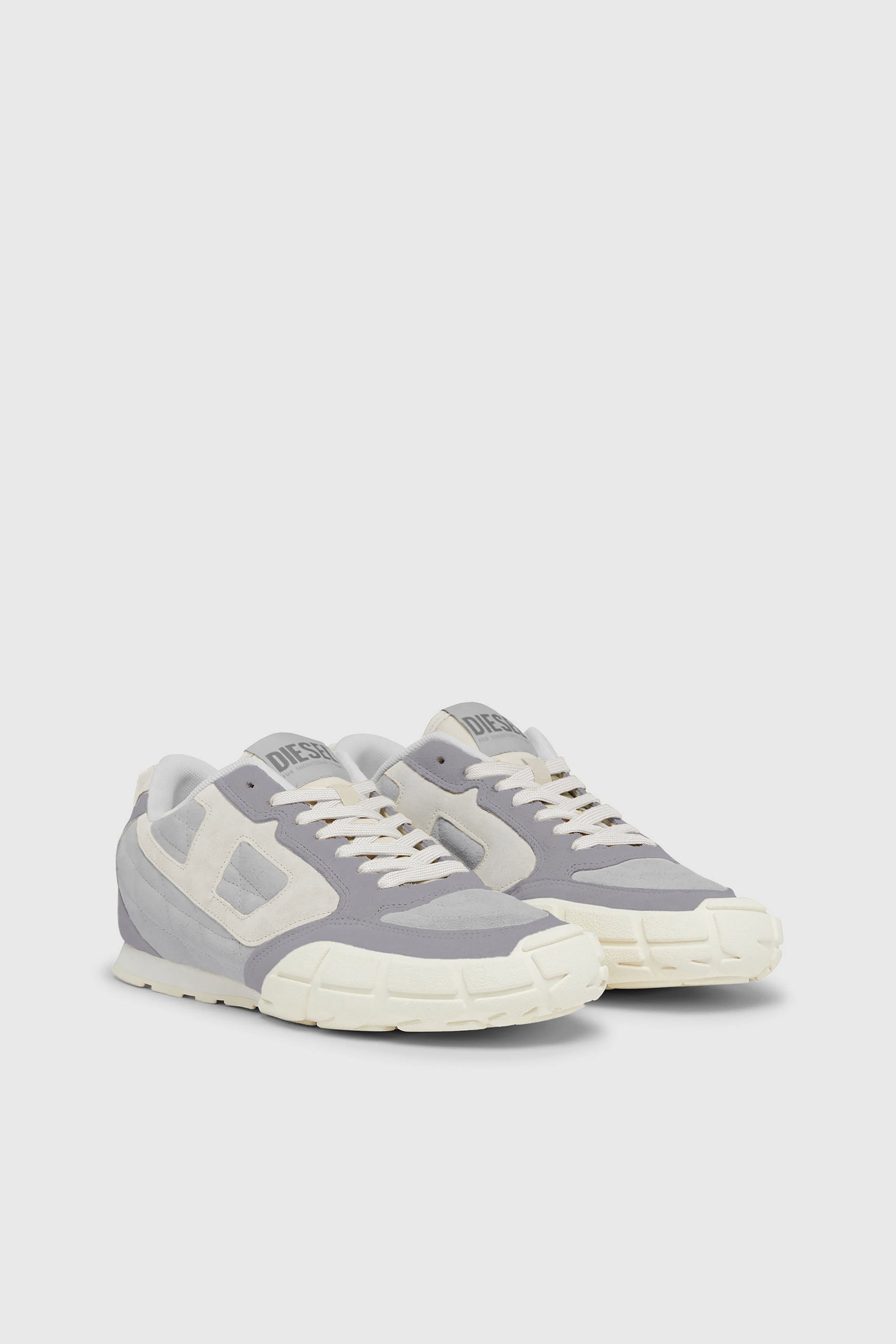 Diesel - S-PAGODHA LOW, Man's S-Pagodha-Quilted suede sneakers in Grey/White - 2
