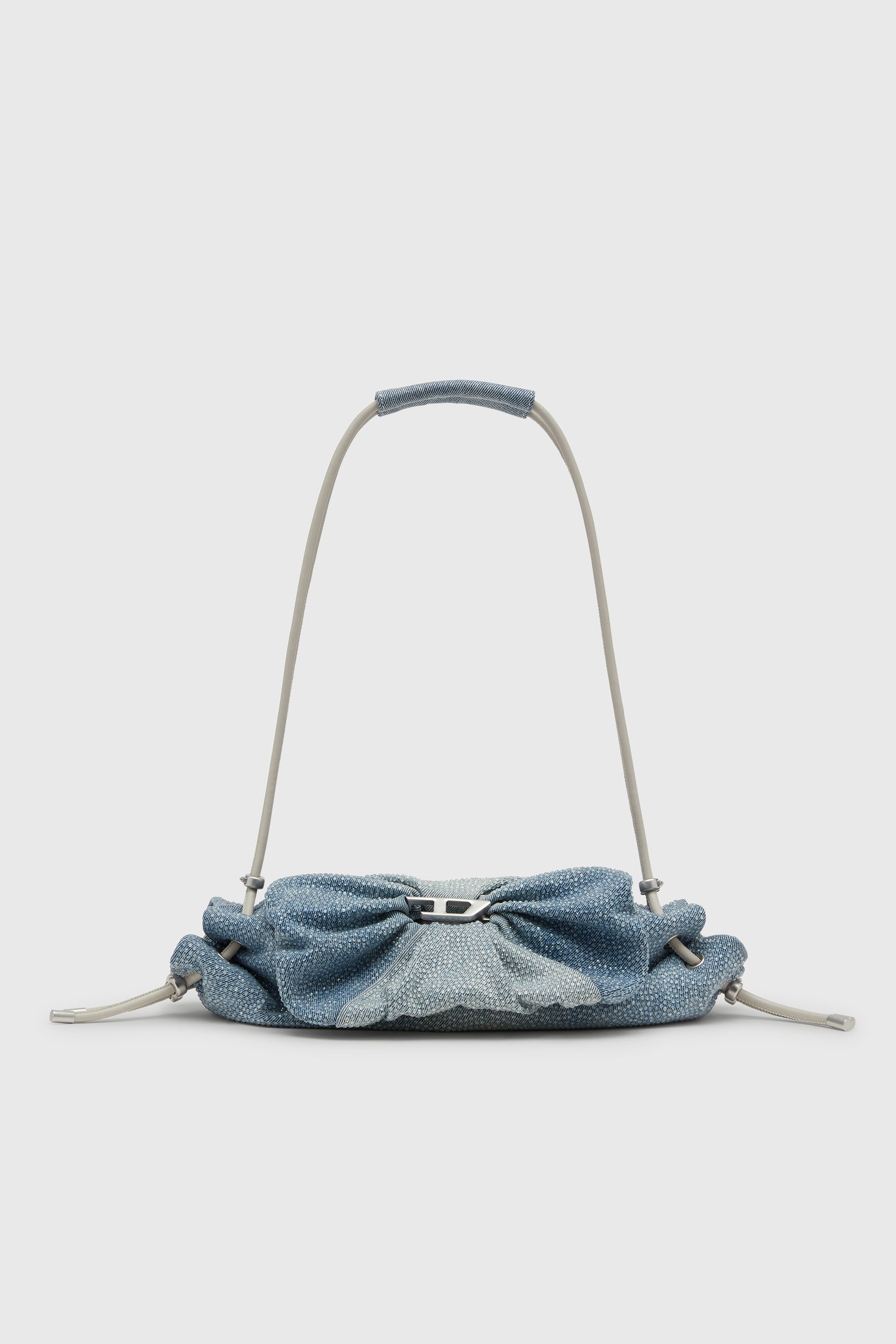 Diesel - SCRUNCH-D SHOULDER S, Woman's Scrunch-D - Shoulder bag in denim with transparent crystals in Blue - 1