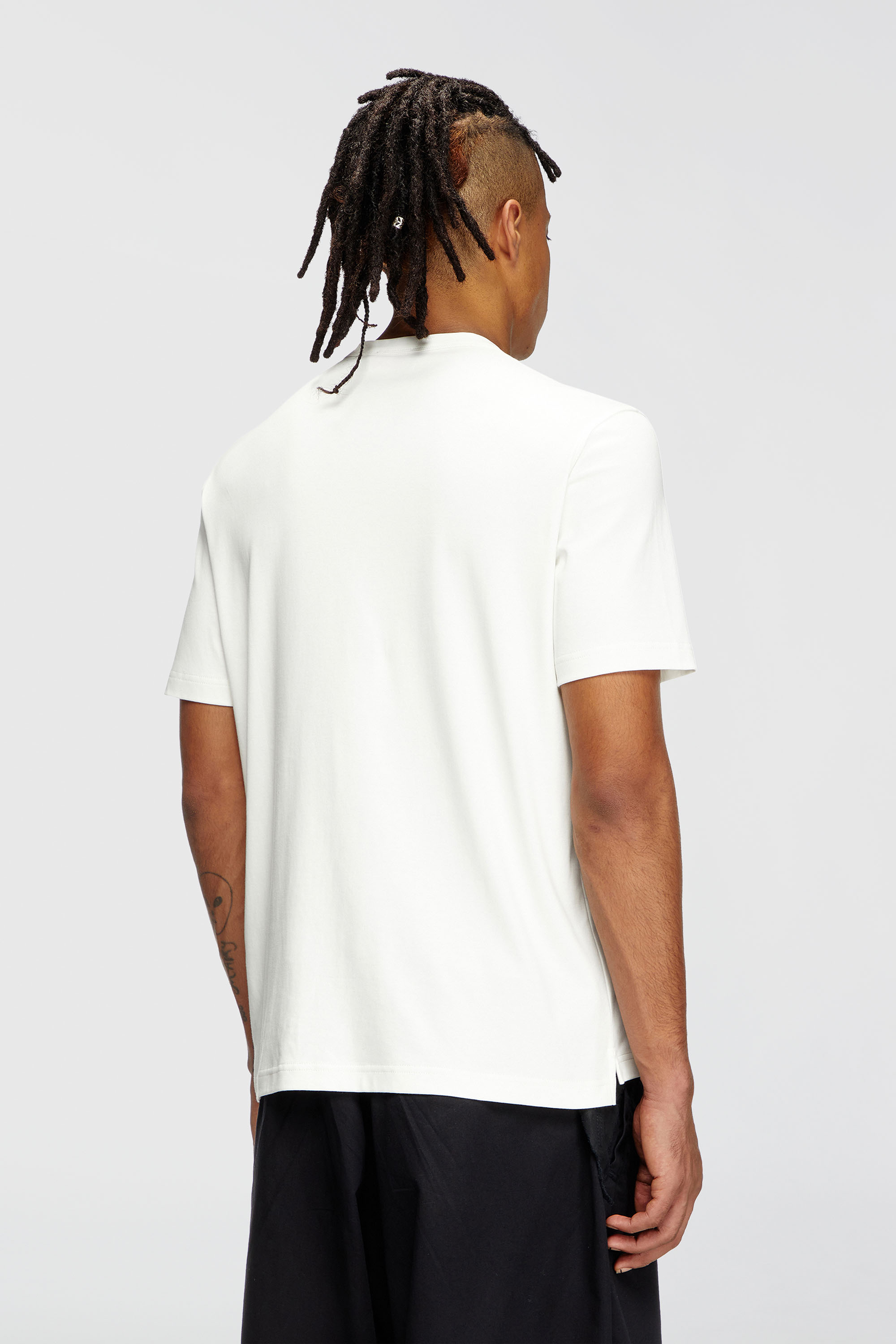 Diesel - T-ADJUST-SLITS-R17, Man's T-shirt with tonal logo embroidery in White - 4