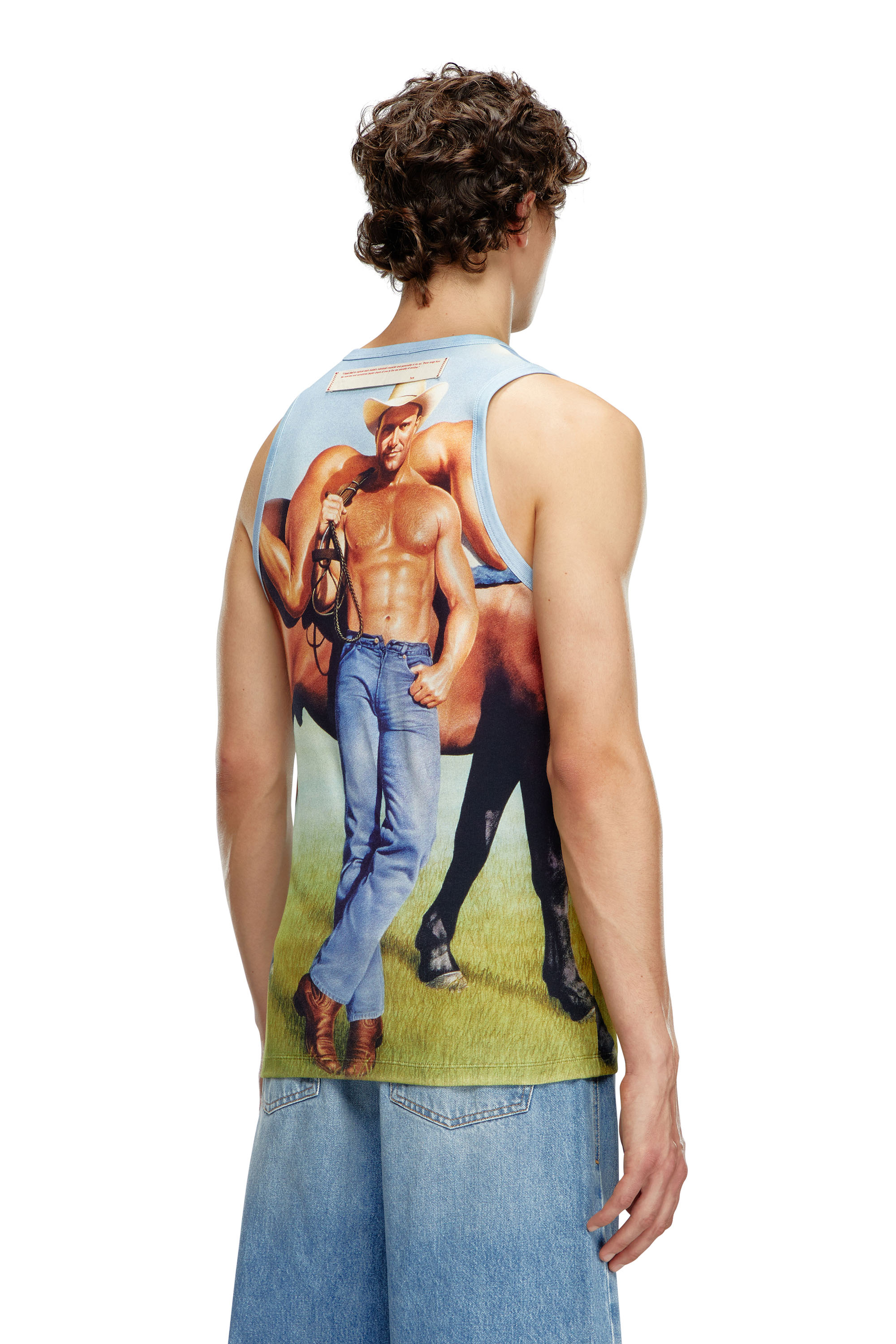 Diesel - PR-T-LIFTY-TANK, Unisex's Sleeveless T-shirt with all-over print in Blue - 3