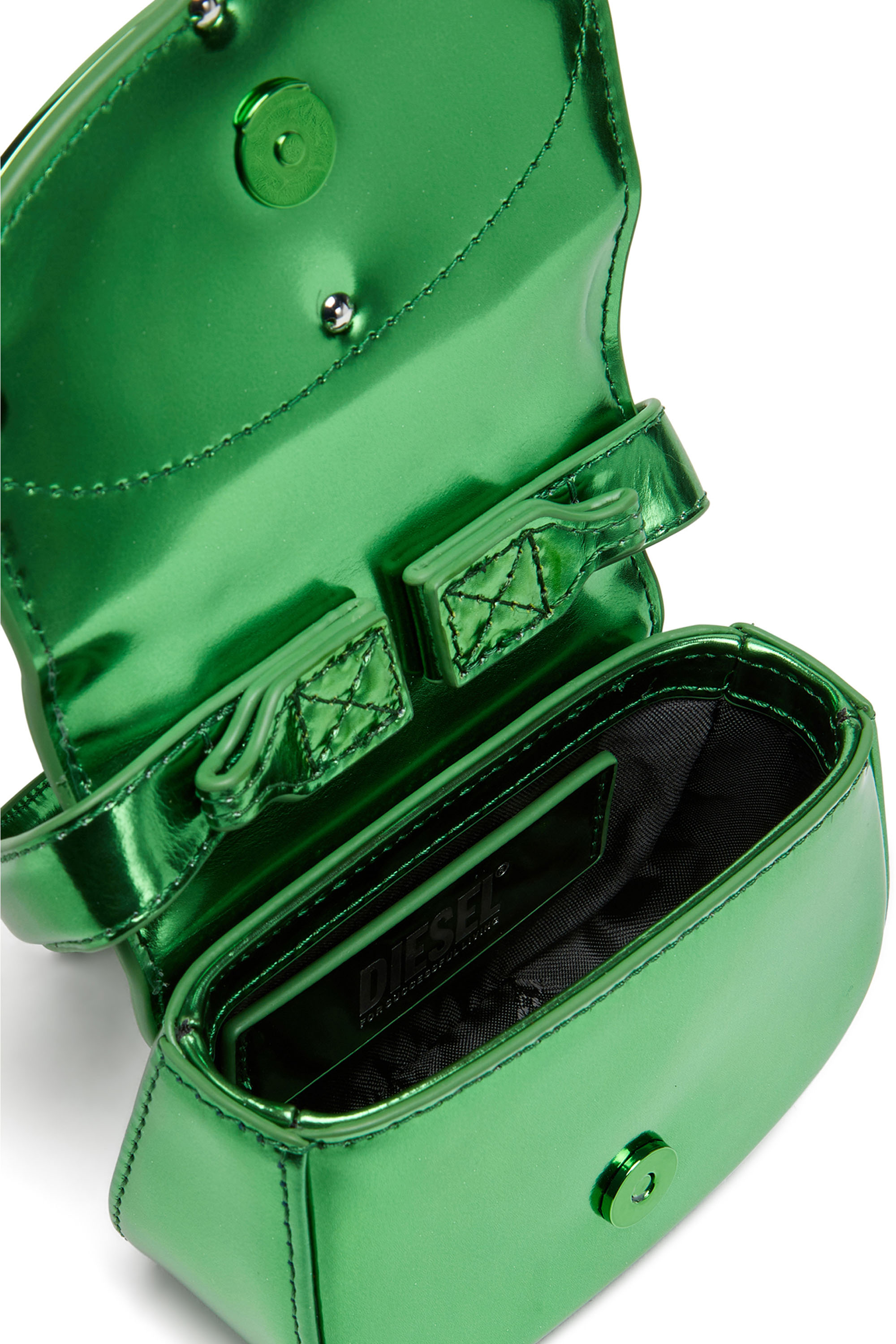Diesel - 1DR-XS-S, Woman's 1DR-XS-S-Iconic mini bag in mirrored leather in Green - 5