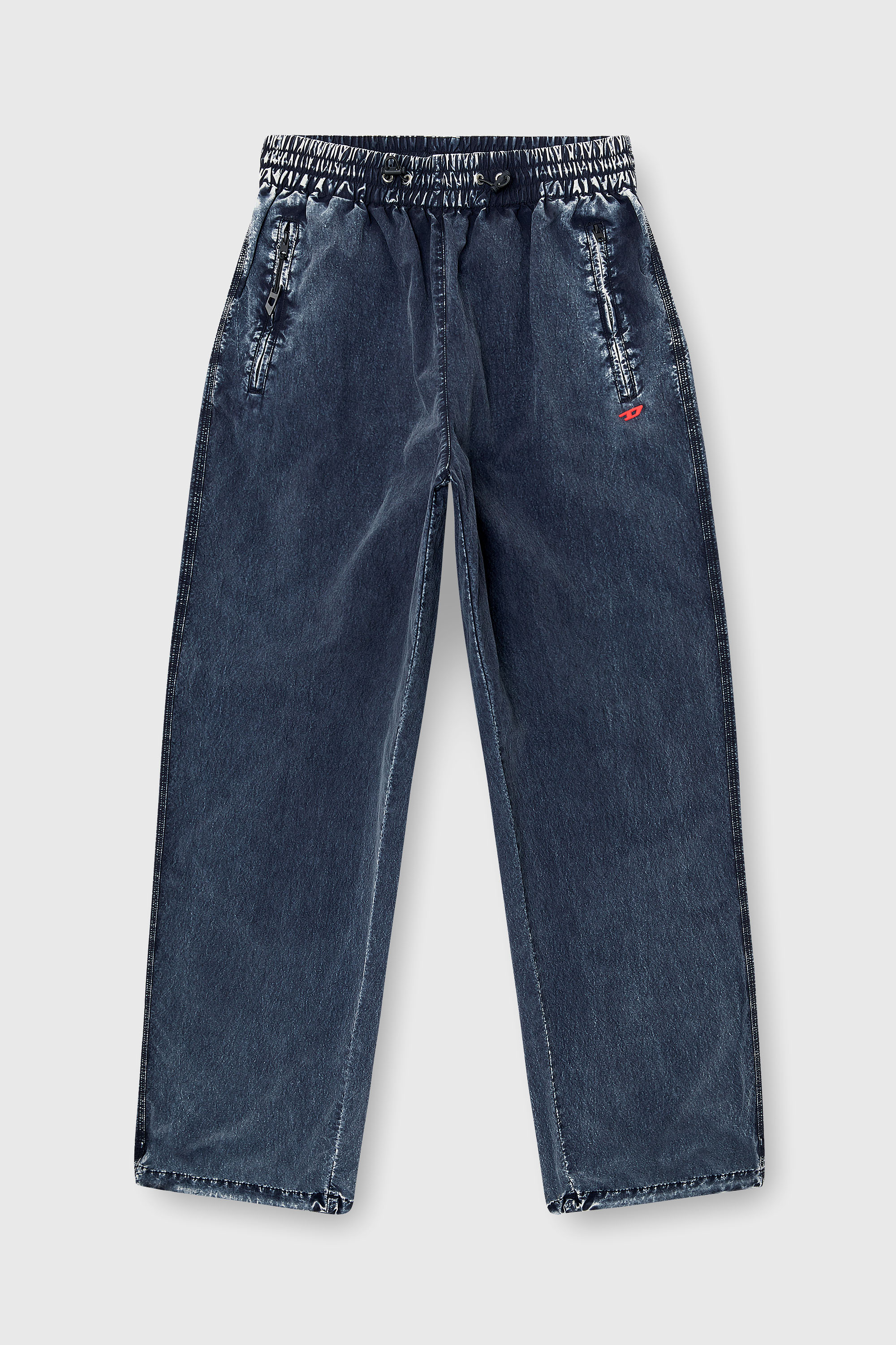 Diesel - P-APYRI, Woman's Acid-wash track pants in nylon Taslan in Dark Blue - 2