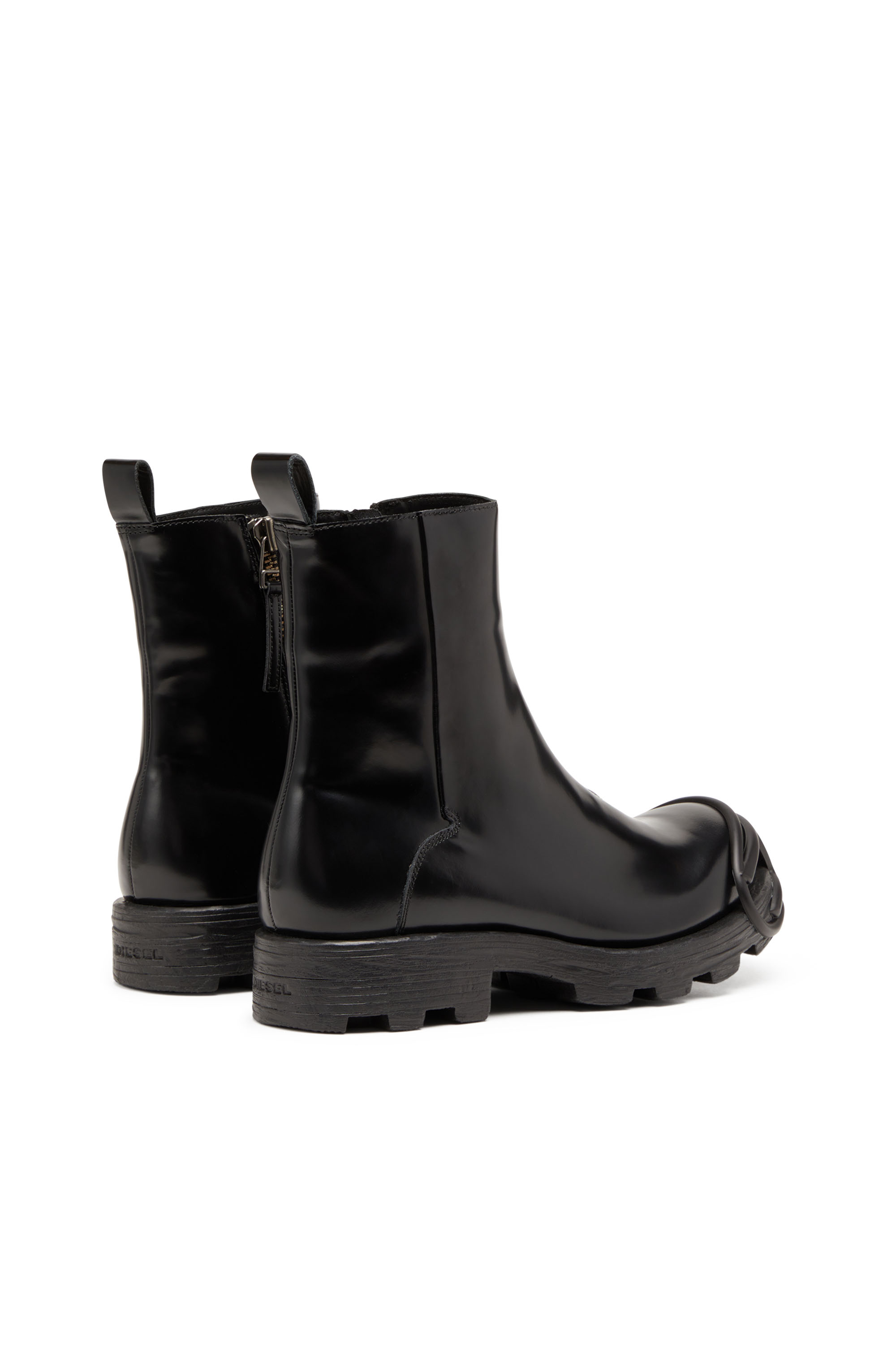 Diesel - D-HAMMER BT ZIP D, Man D-Hammer-Leather Chelsea boots with Oval D toe caps in Black - Image 4