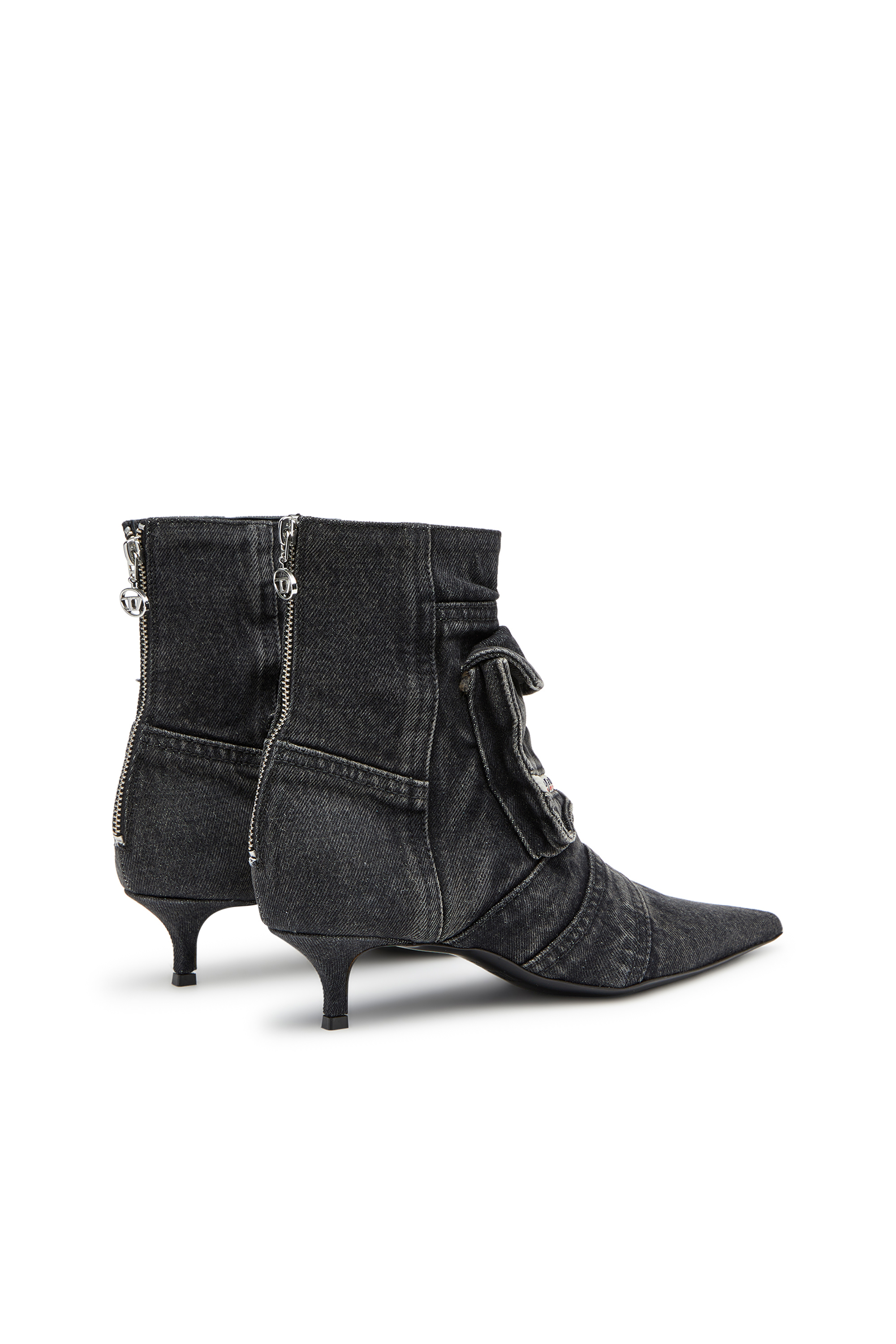 Diesel - D-VENUS POCKET LB, Woman's D-Venus-Cargo ankle boots in washed denim in Black - 3