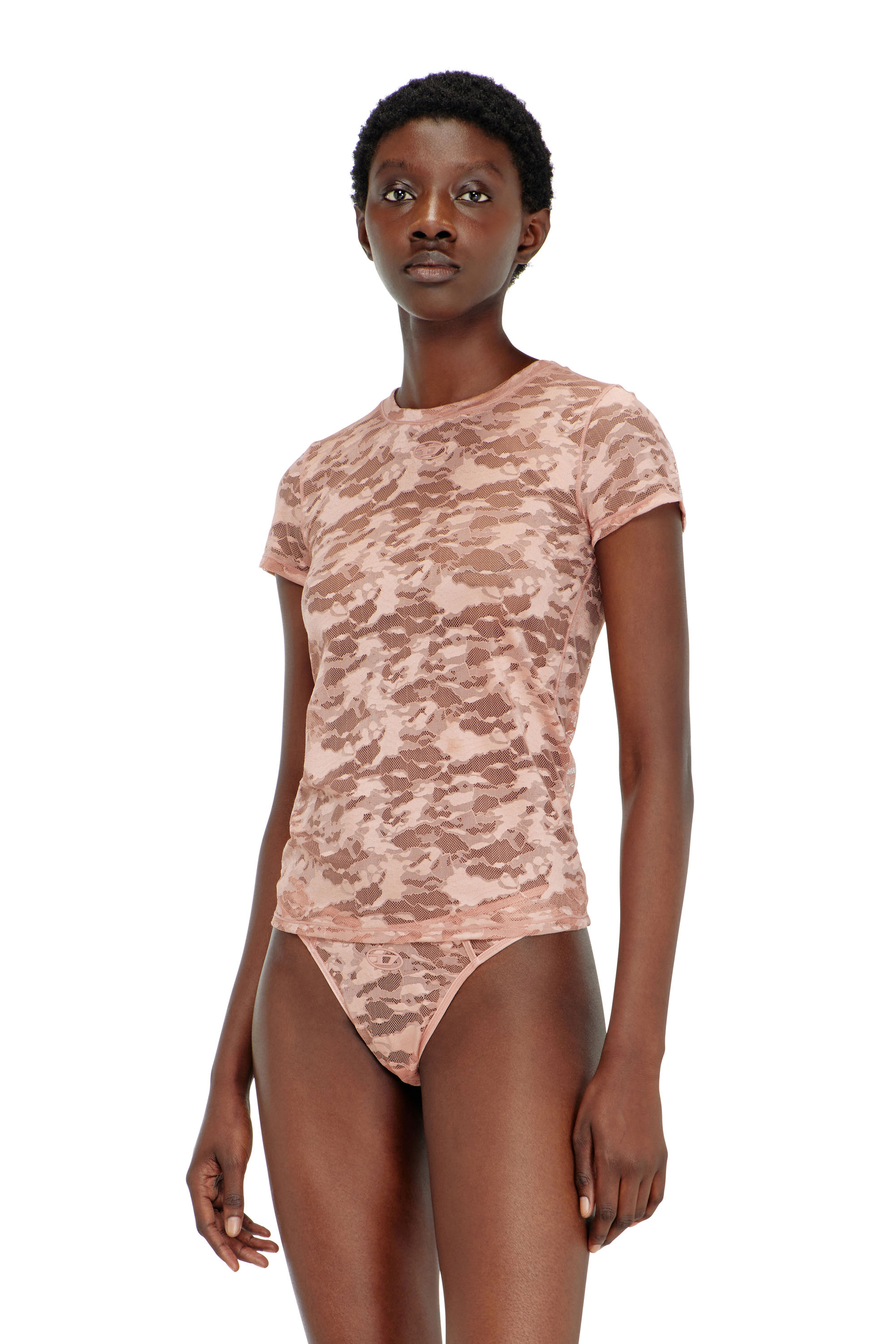 Diesel - KASIA-UTLT, Woman's Camo lace T-shirt in Nude - 2