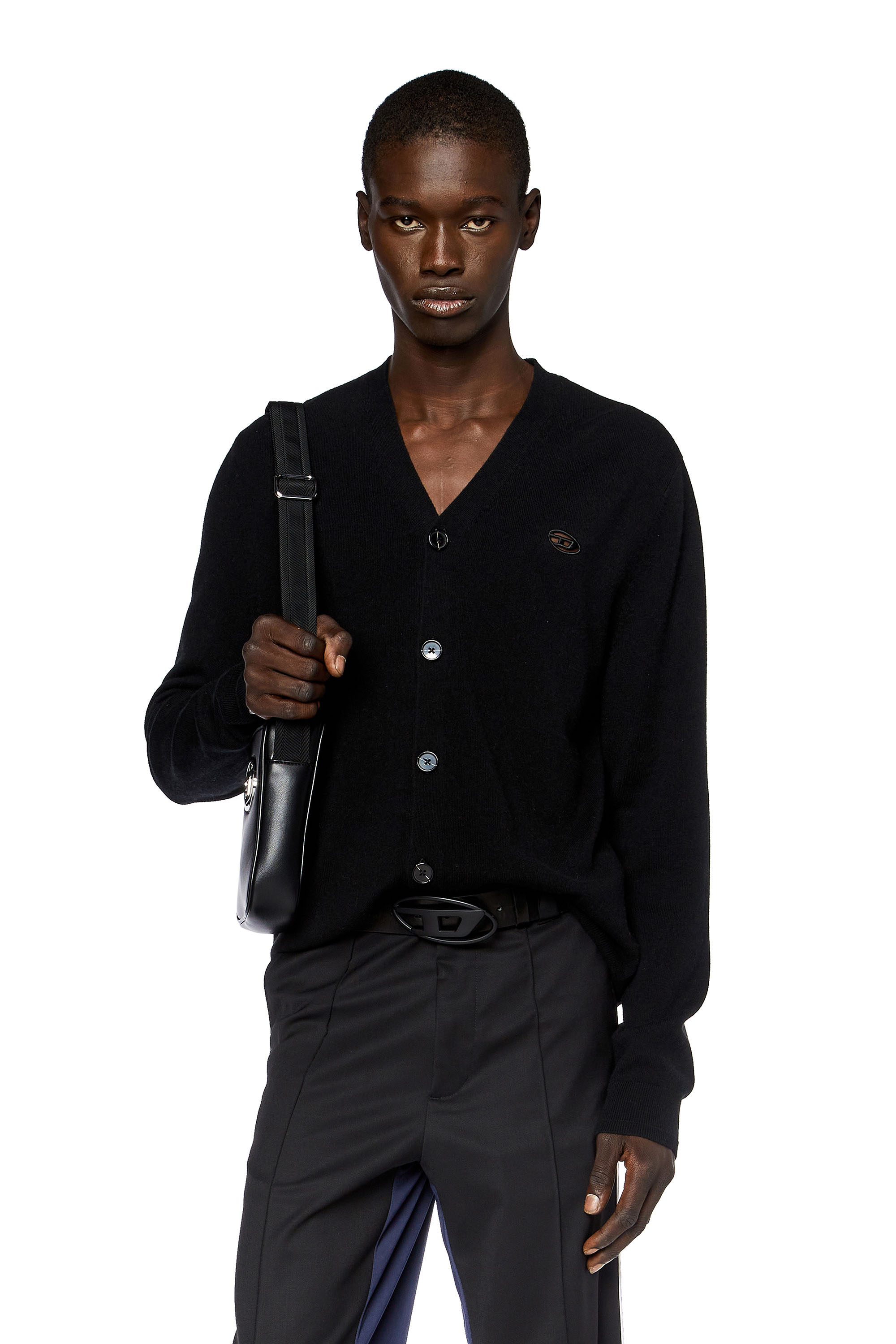 Diesel - K-ZANNIS, Man Wool and cashmere cardigan in Black - Image 1
