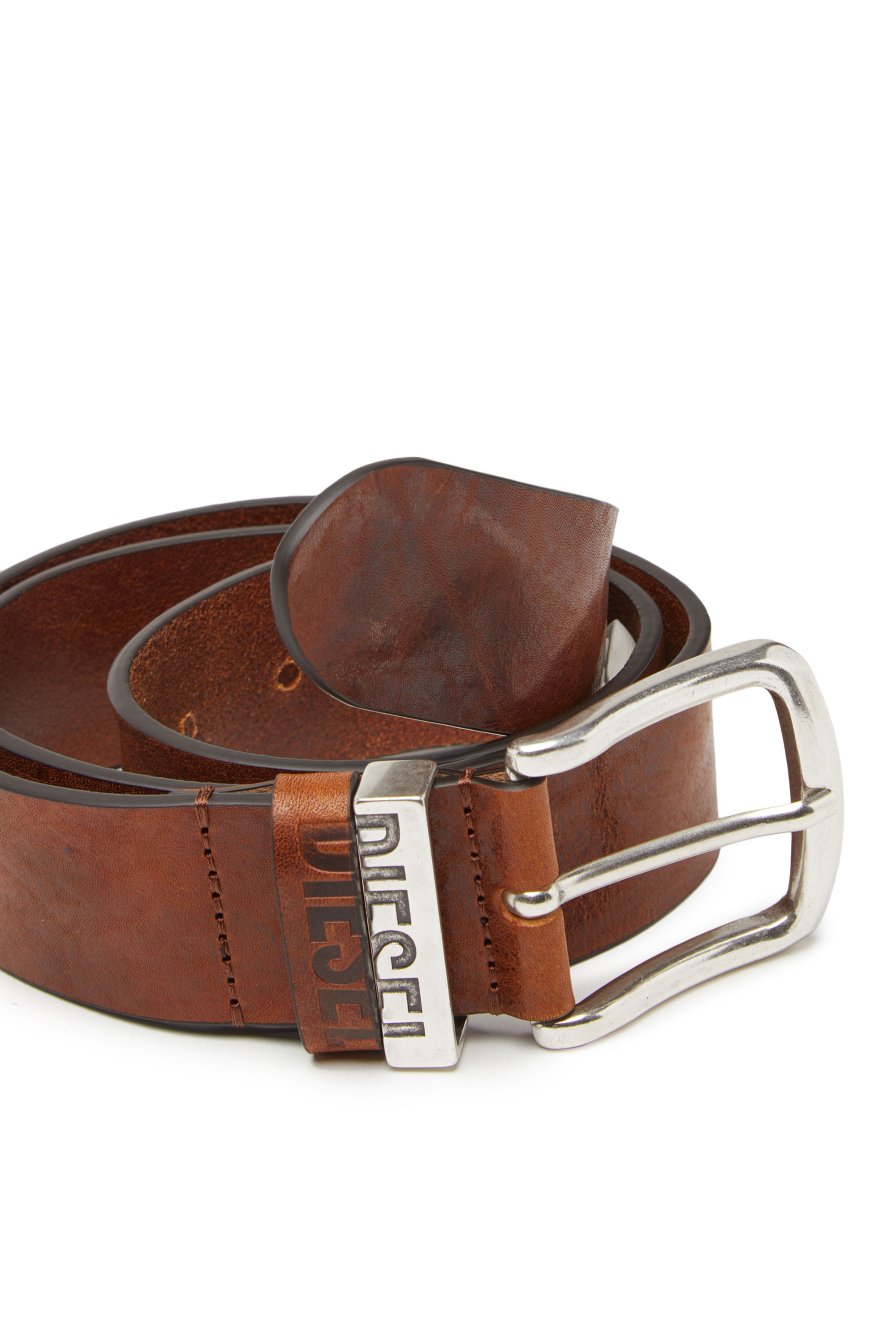 Diesel - B-VISIBLE, Man's 3.9cm belt with contrast loops in Brown - 3