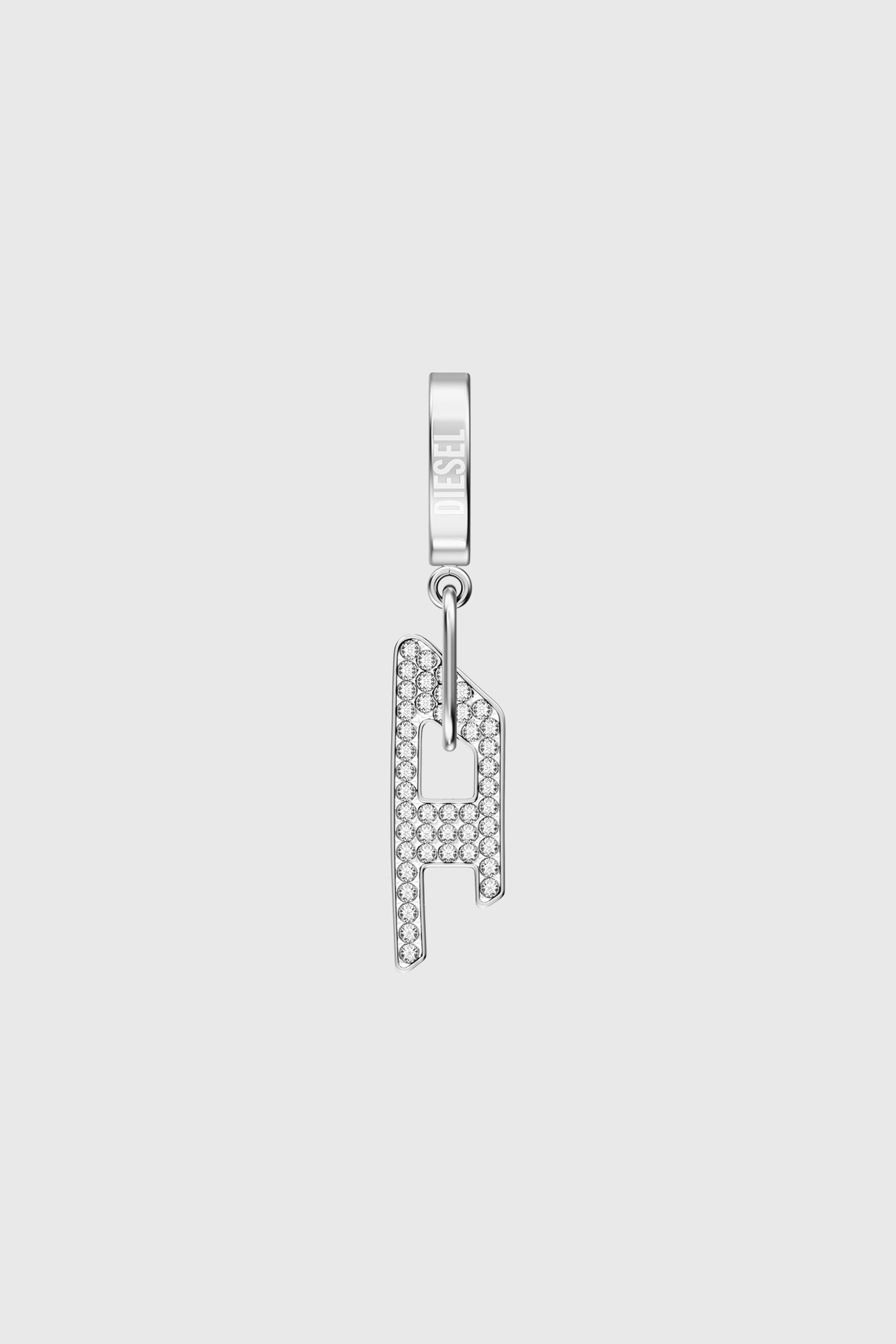 Diesel - DX1706040 JEWELLERY, Unisex's Stainless steel glitz D drop earring in Silver - 2