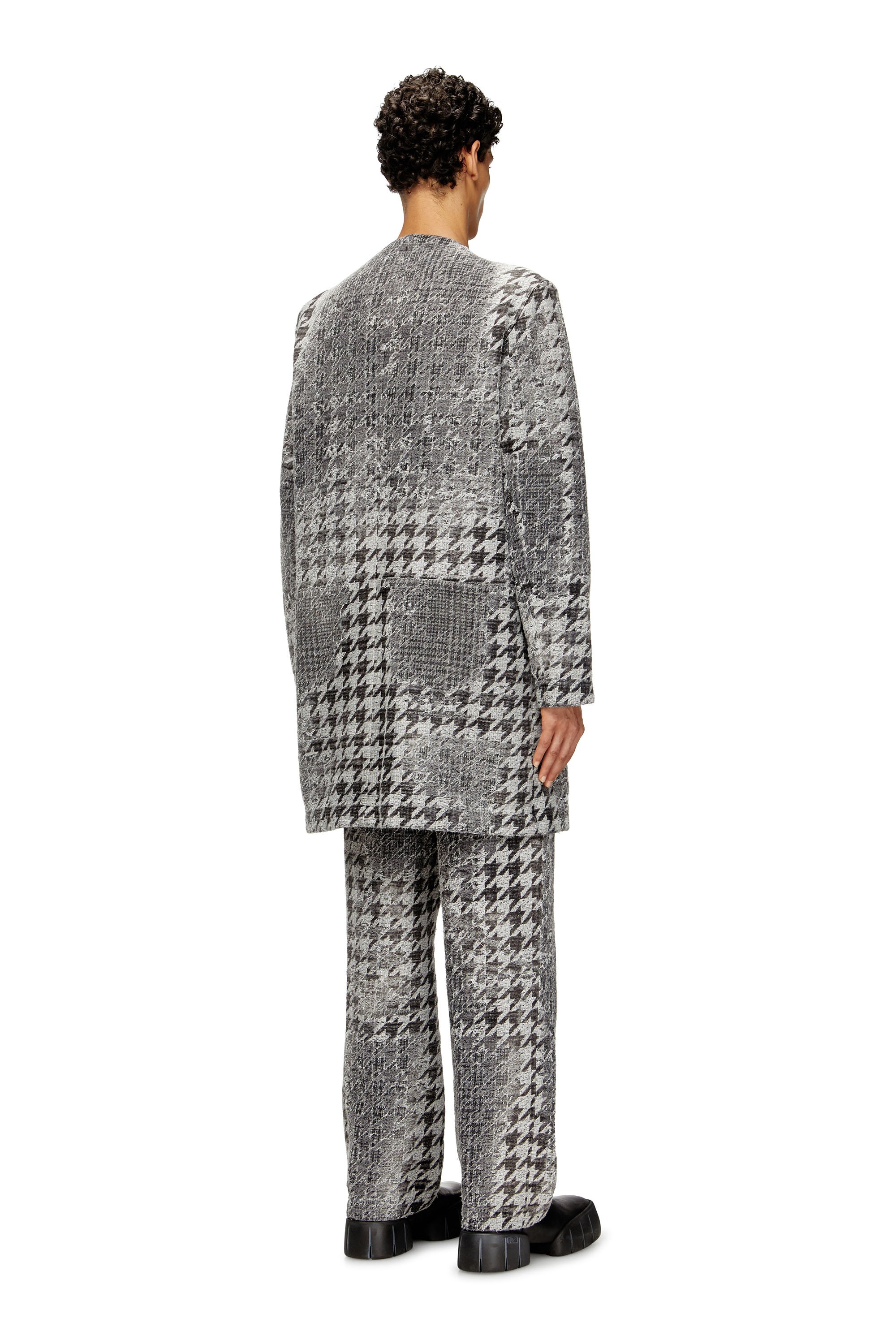 Diesel - D-LOT-FSH, Unisex's Coat in Prince of Wales jacquard denim in Black/White - 4