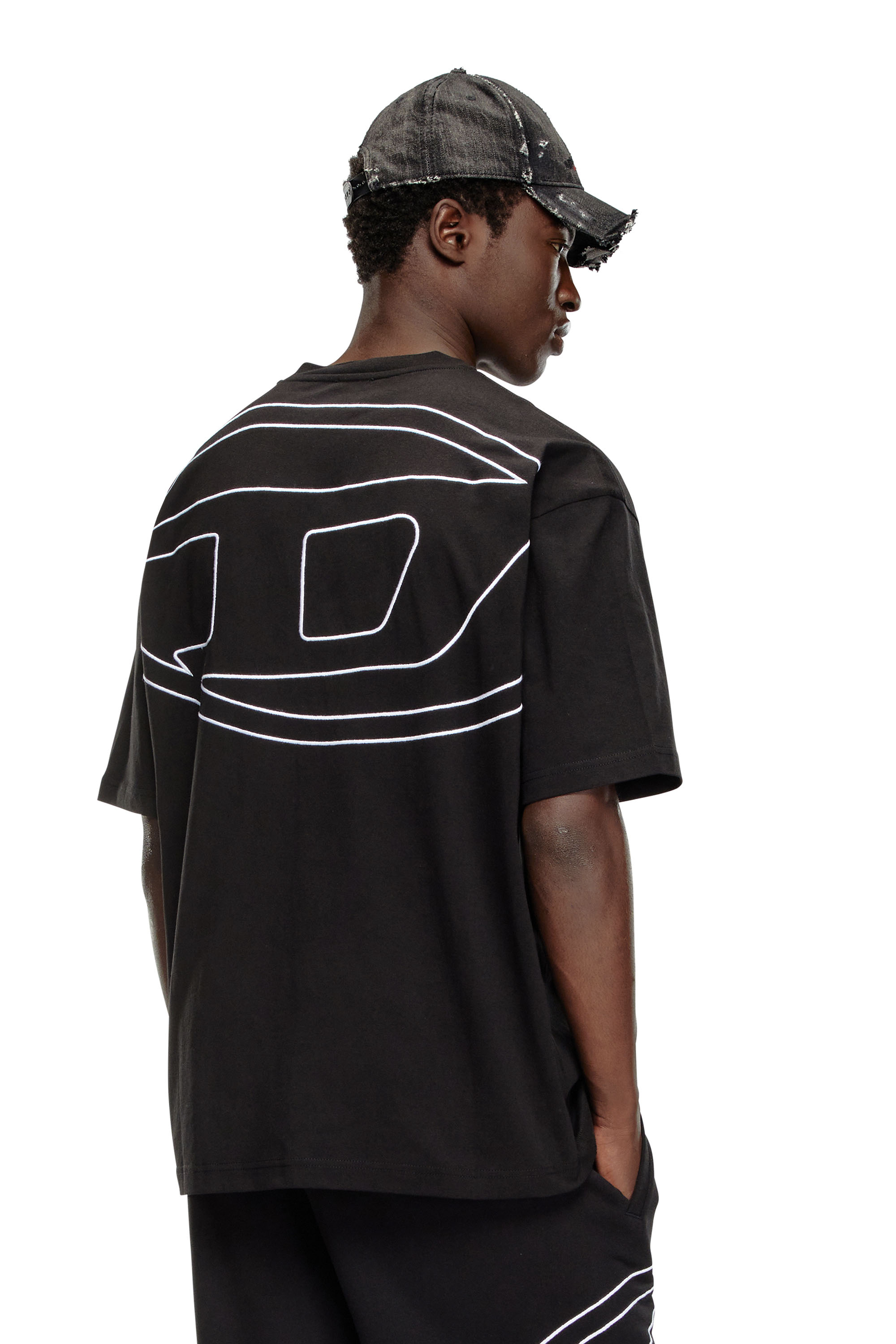 Diesel - T-BOGGY-MEGOVAL-D, Man T-shirt with maxi oval D embroidery in Black - Image 1