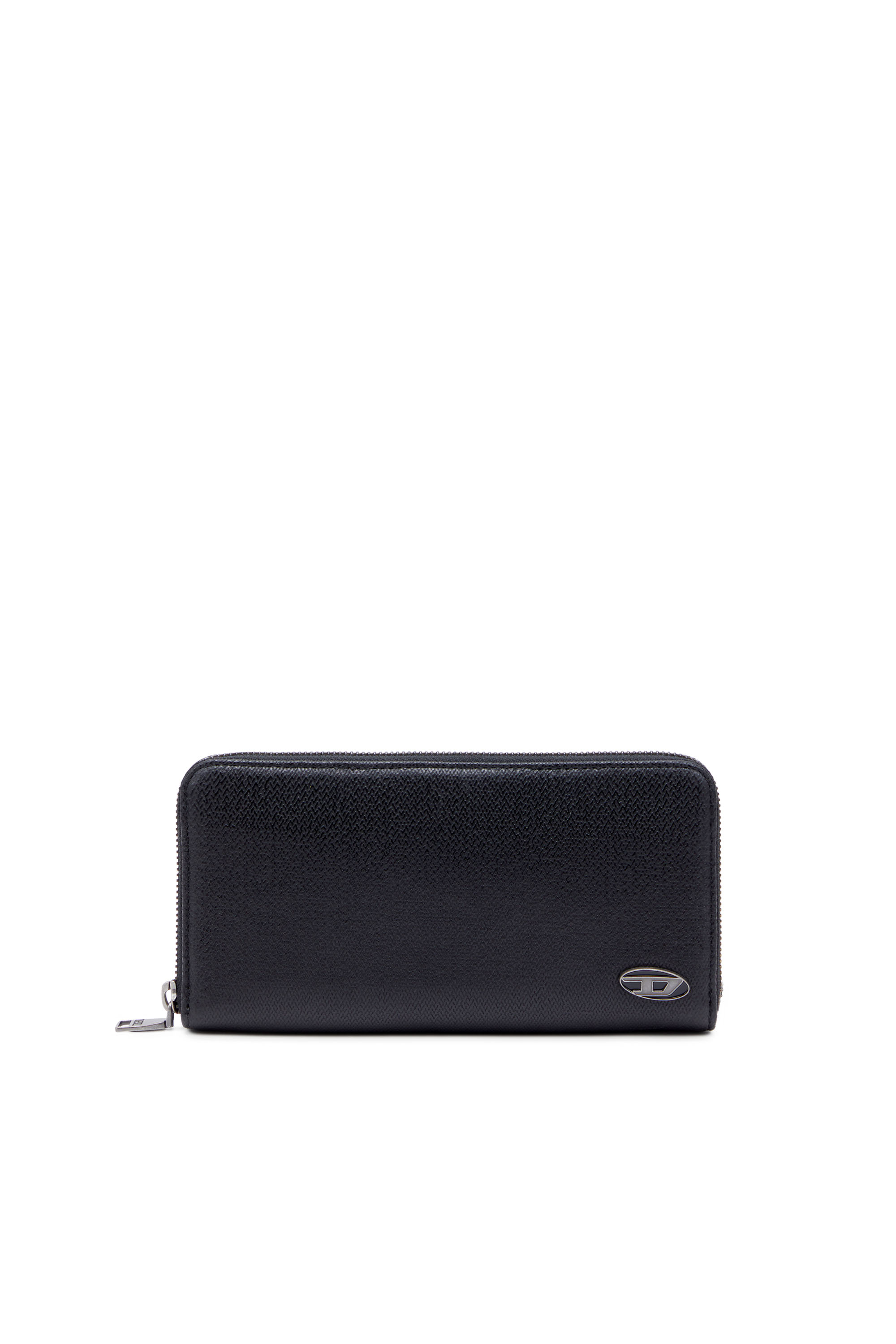 Diesel - CONTINENTAL ZIP L, Man's Long zip wallet in textured leather in Black - 1