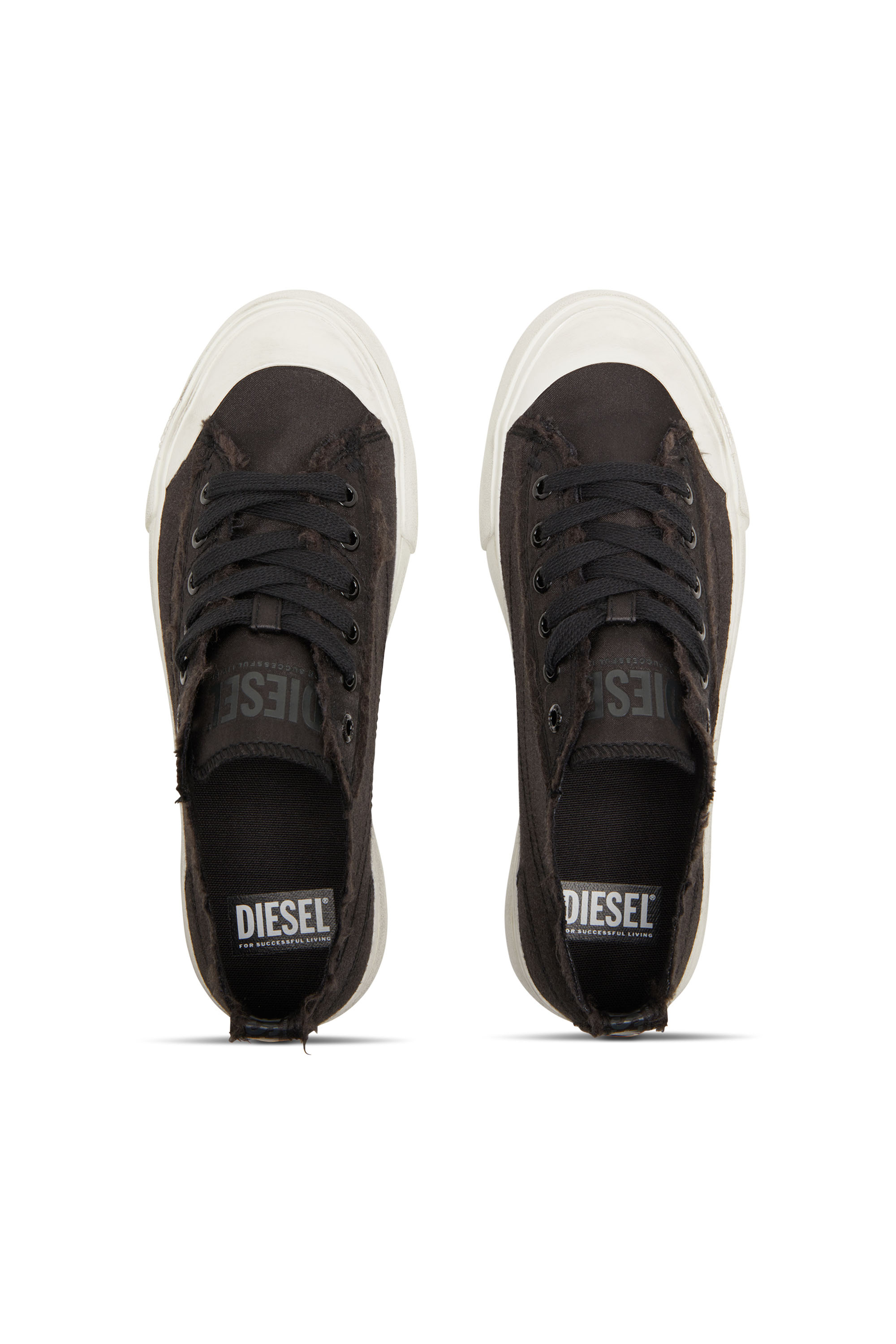 Diesel - S-ATHOS LOW W, Woman's S-Athos Low-Sneakers in distressed satin in Black - 5