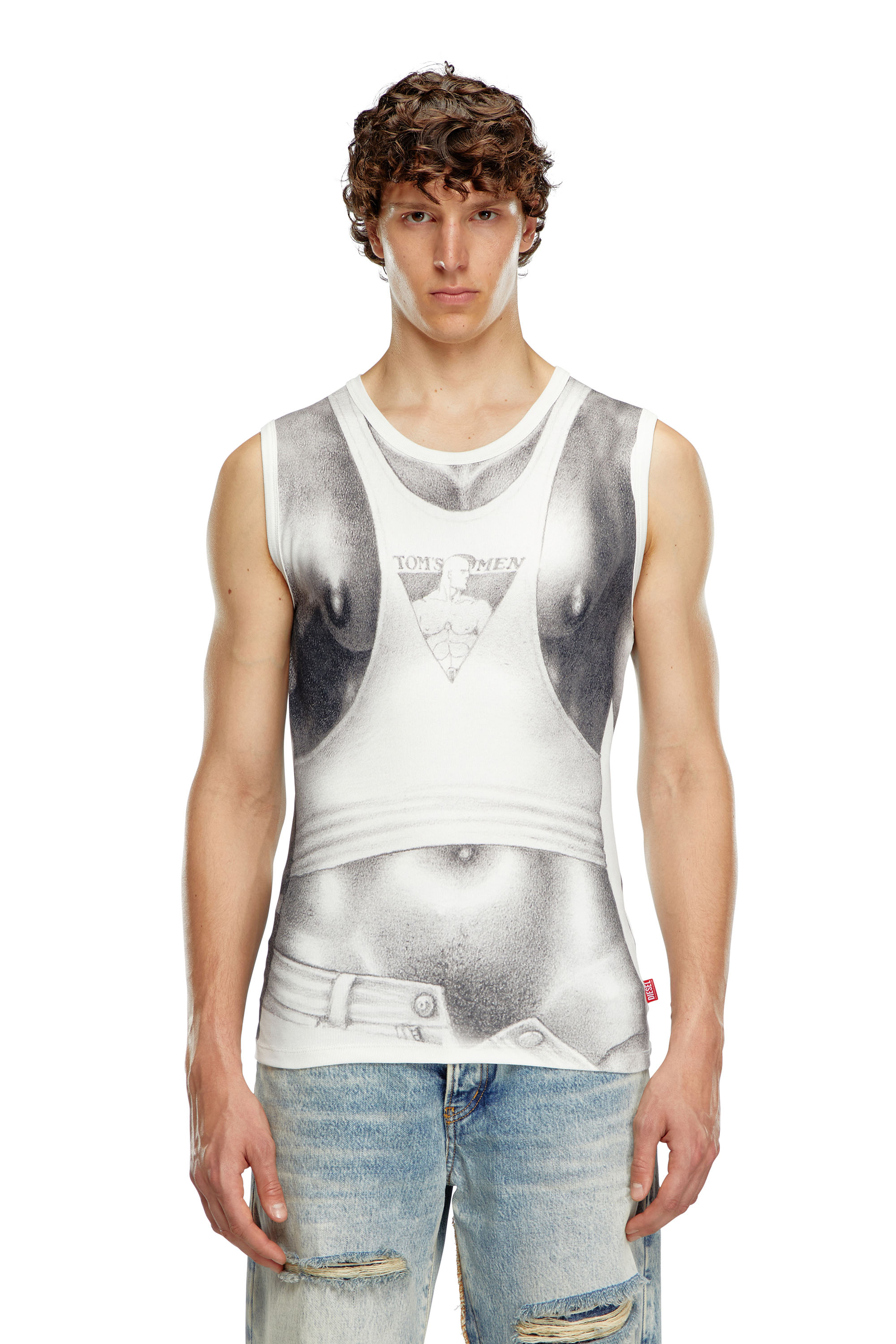 Diesel - PR-T-LIFTY-TOF, Unisex's Tank top with all-over print in White - 4