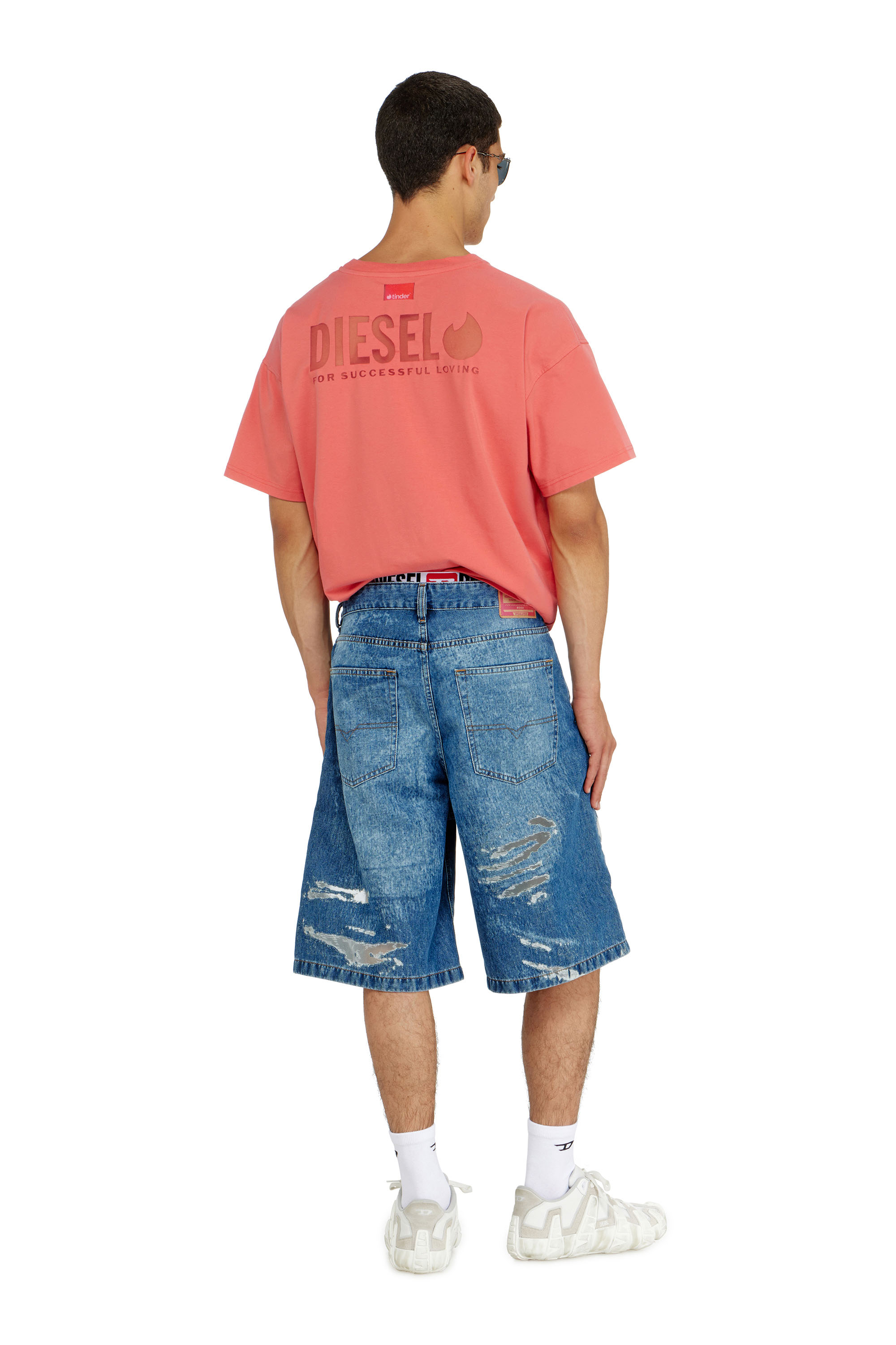 Diesel - PR-T-NORM-CHITIND-R, Unisex's T-shirt with transparent back logo in Coral Rose - 2