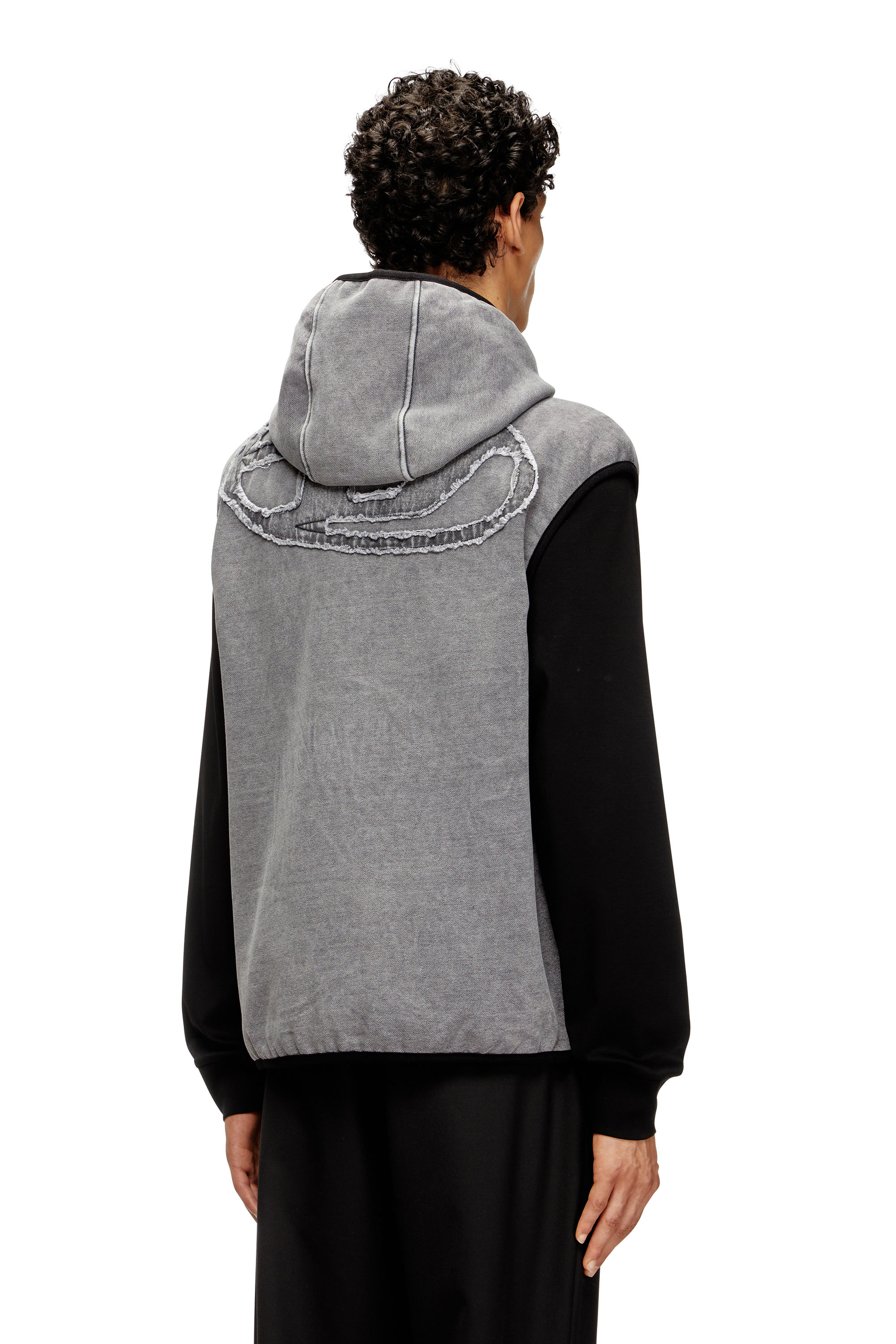 Diesel - S-HAKY-NEW, Man's Sleeveless zip-up hoodie in Dark grey - 4