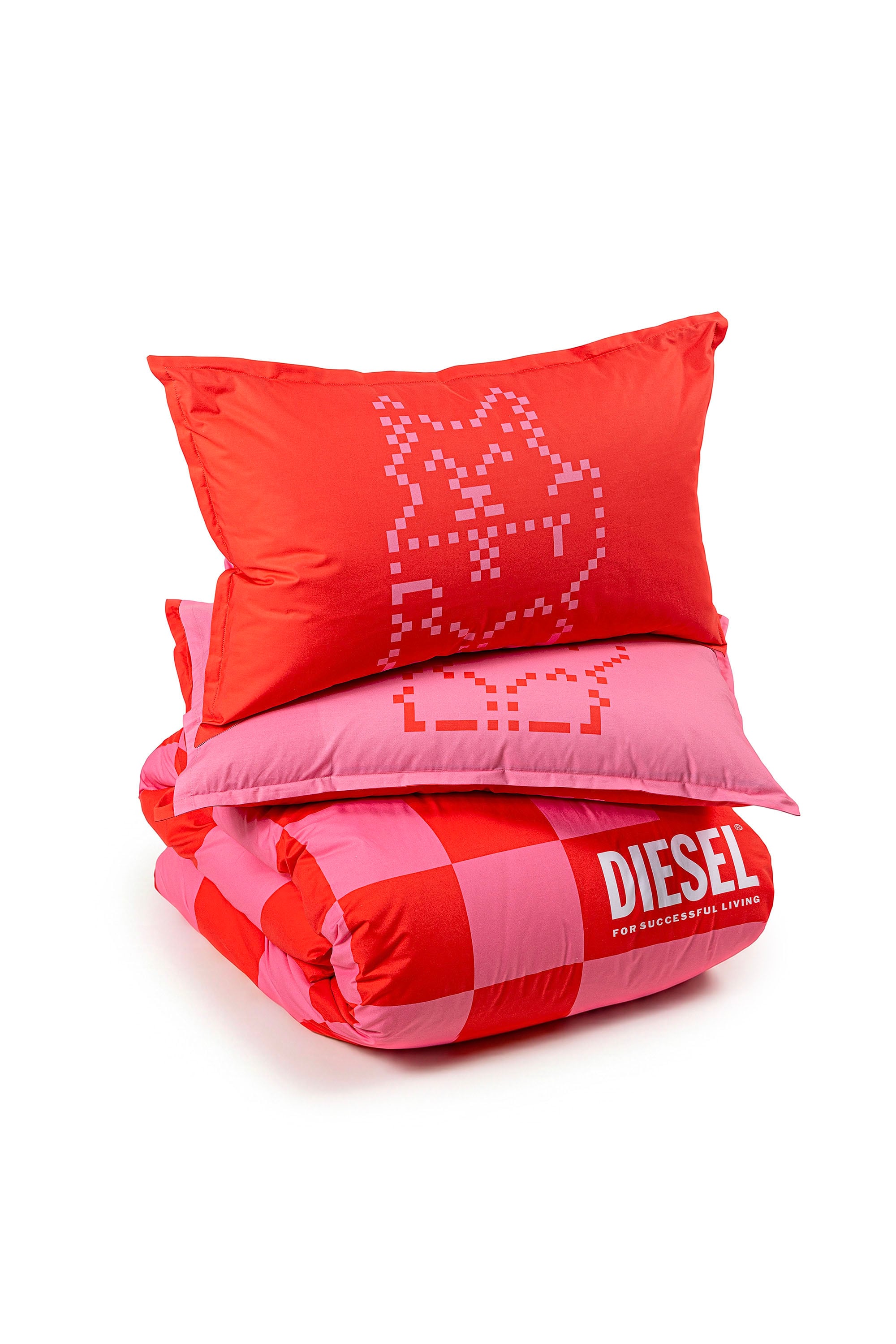 Diesel - 1018118  PIXEL DUCKS PINK/RED PERCALE DU, Unisex's Percale duvet cover set for queen size bed in Red - 2