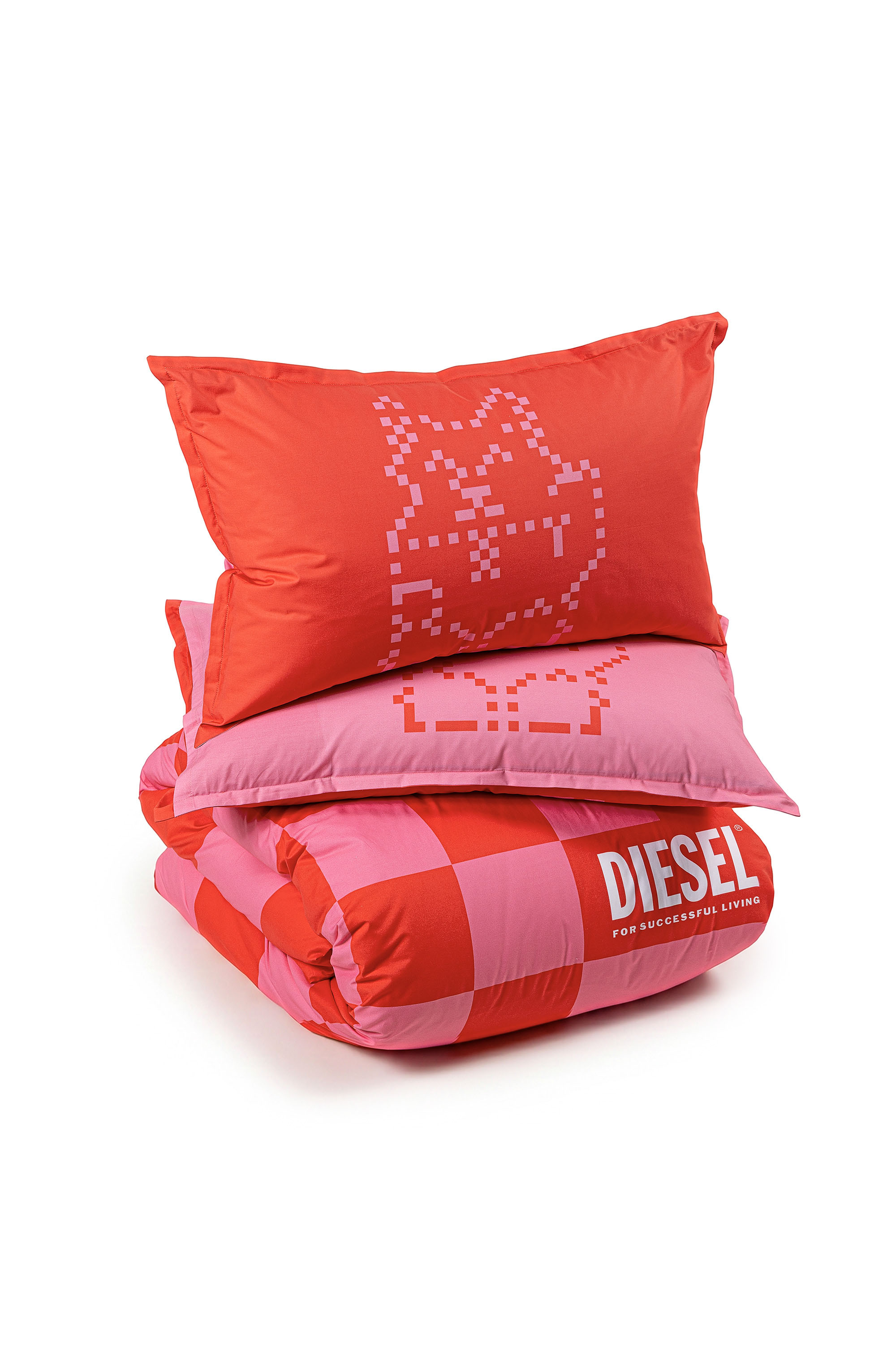 Diesel - 1018118  PIXEL DUCKS PINK/RED PERCALE DU, Unisex's Percale duvet cover set for queen size bed in Red - 2