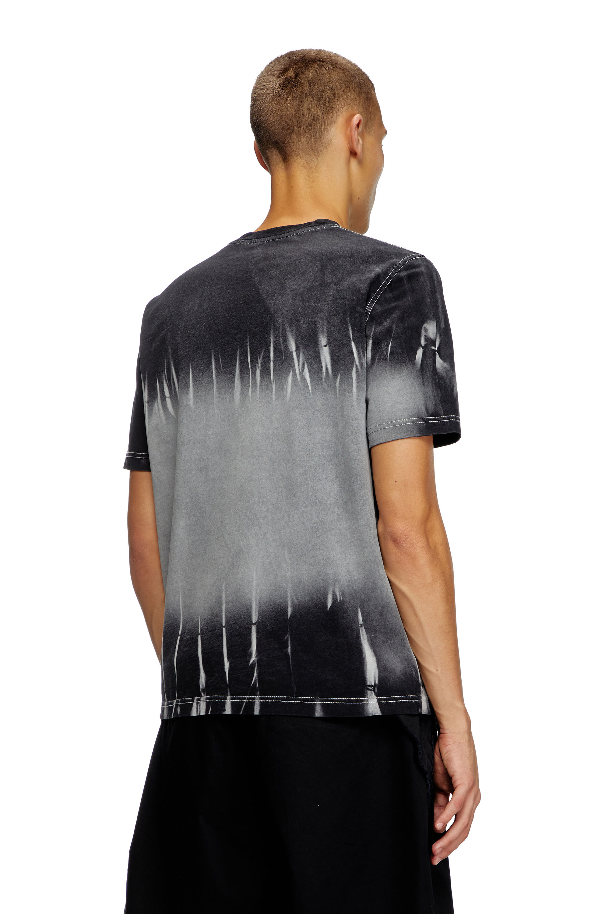 Diesel - T-ADJUST-R21, Man's Tie-dye T-shirt with logo embroidery in Black - 3