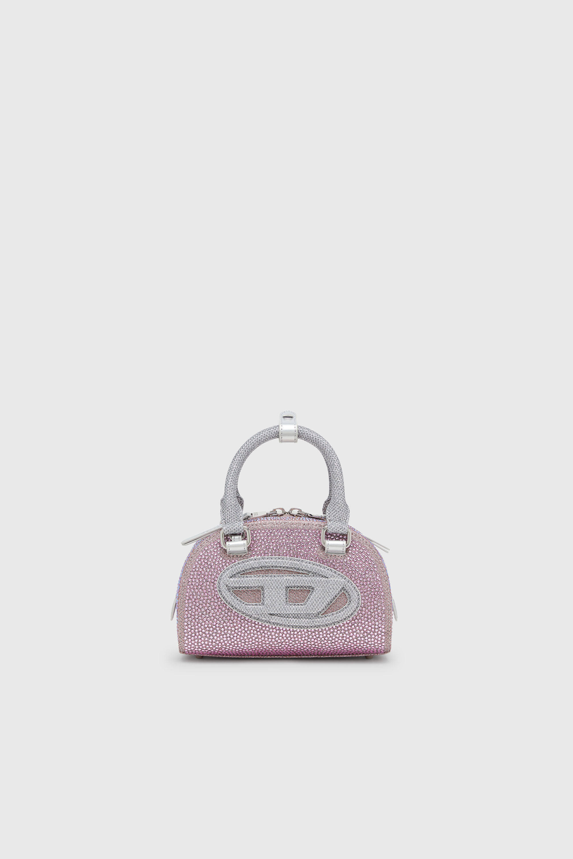 Diesel - 1DR DOME CROSSBODY, Woman's 1DR Dome - Small bowling bag in crystal Lurex in Pink - 1