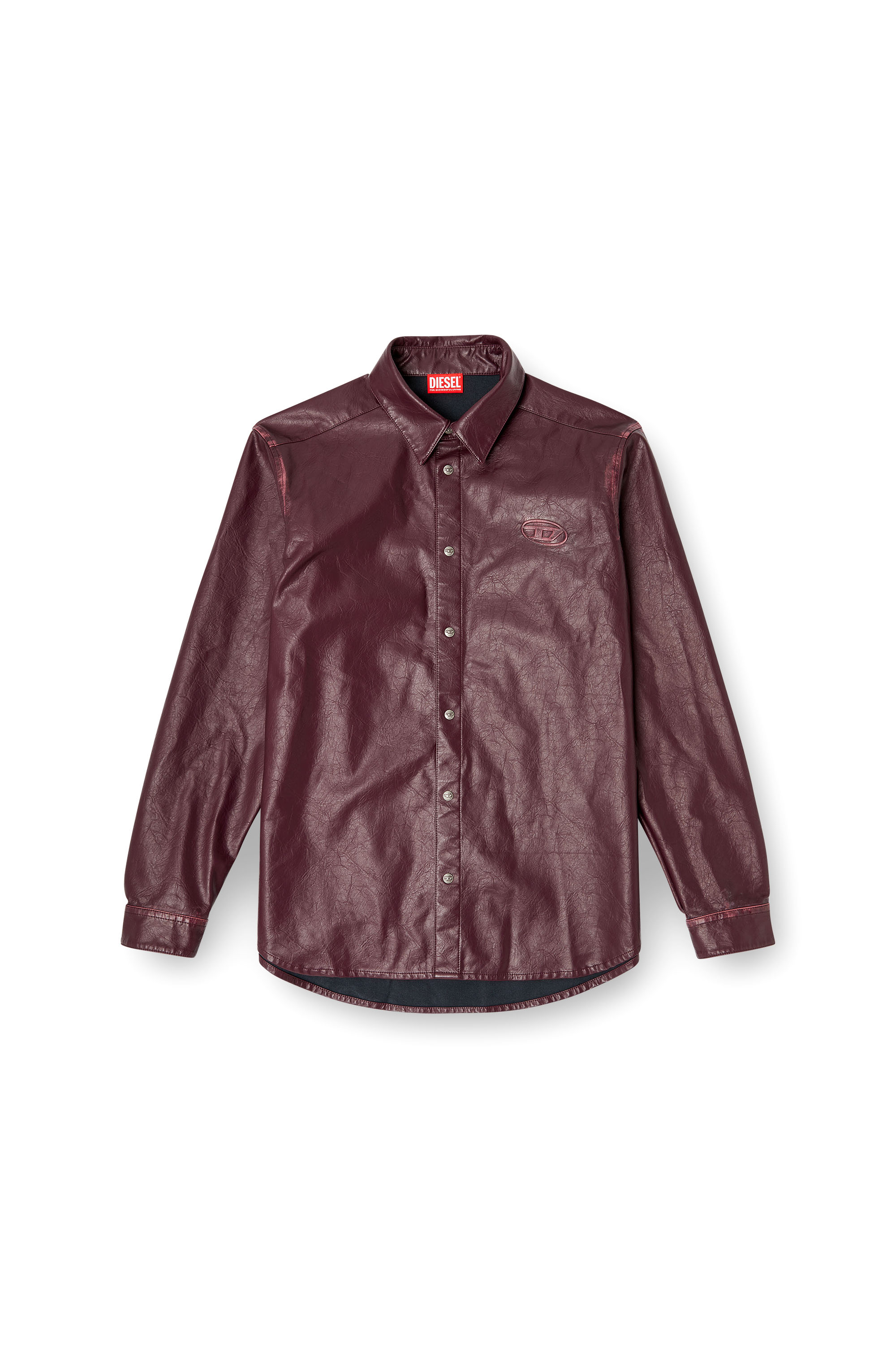 Diesel - FR-S-SIMPLY, Man's Shirt with logo in burgundy in Burgundy - 2